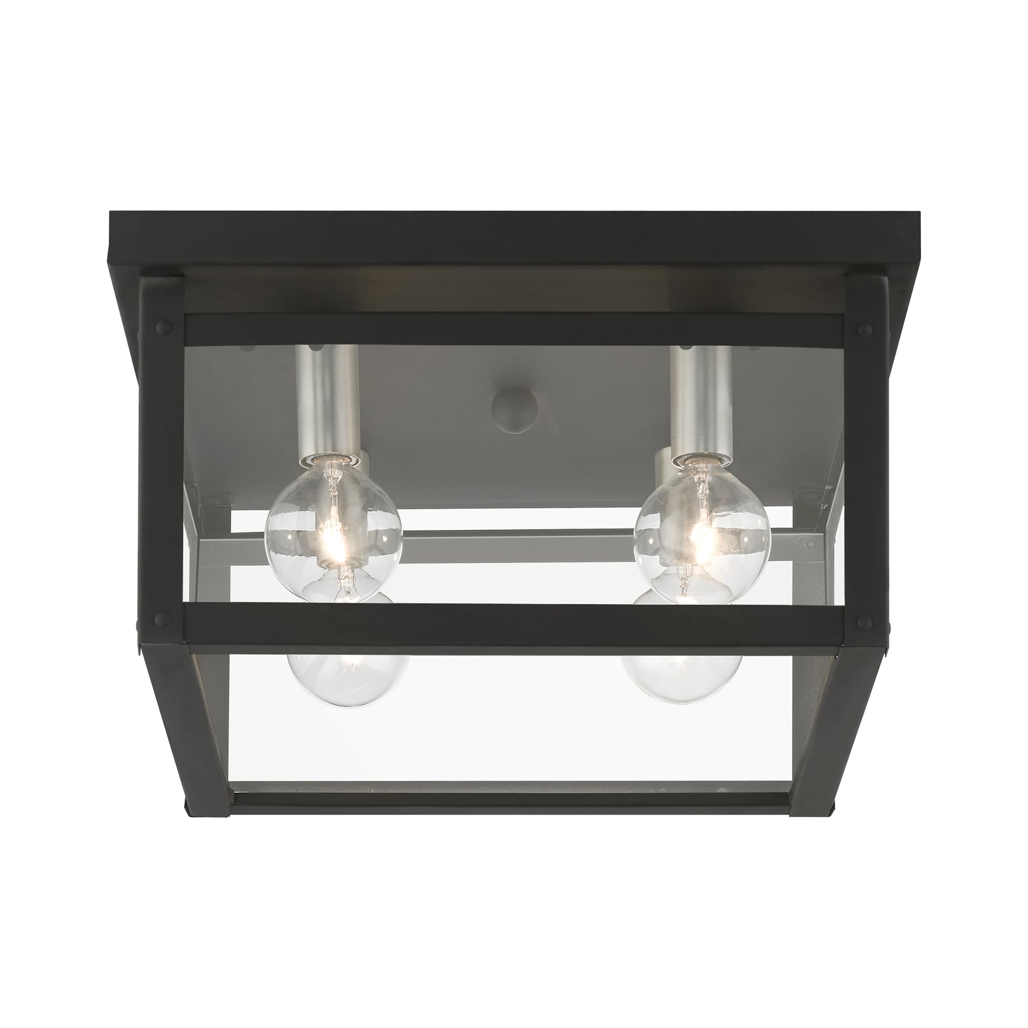 Milford Square 4-Light LED Flush Mount in Black and Brushed Nickel