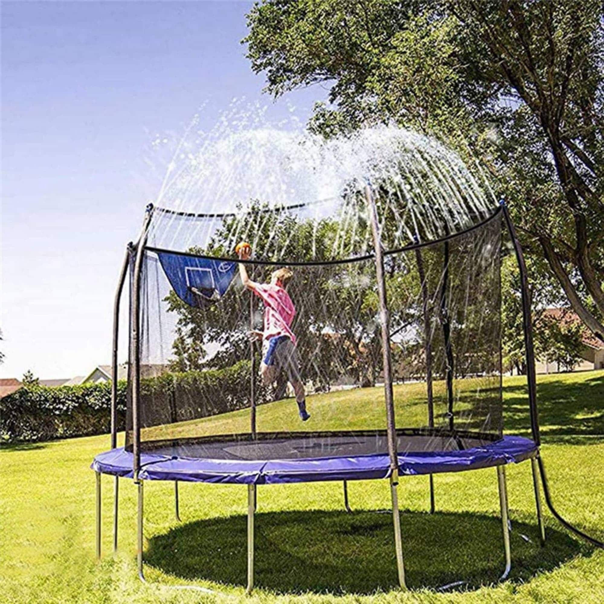 Angel Sar - 157in Kids Trampoline Sprinkler Outdoor Water Park Sprinkler for Kids with Outdoor Wa...