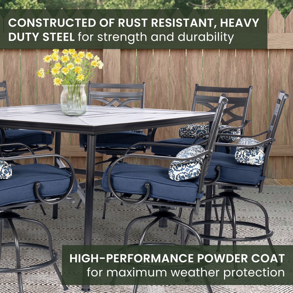 Hanover MCLRDN9PCBRSW8-NVY Patio-Dining-Sets - View #7