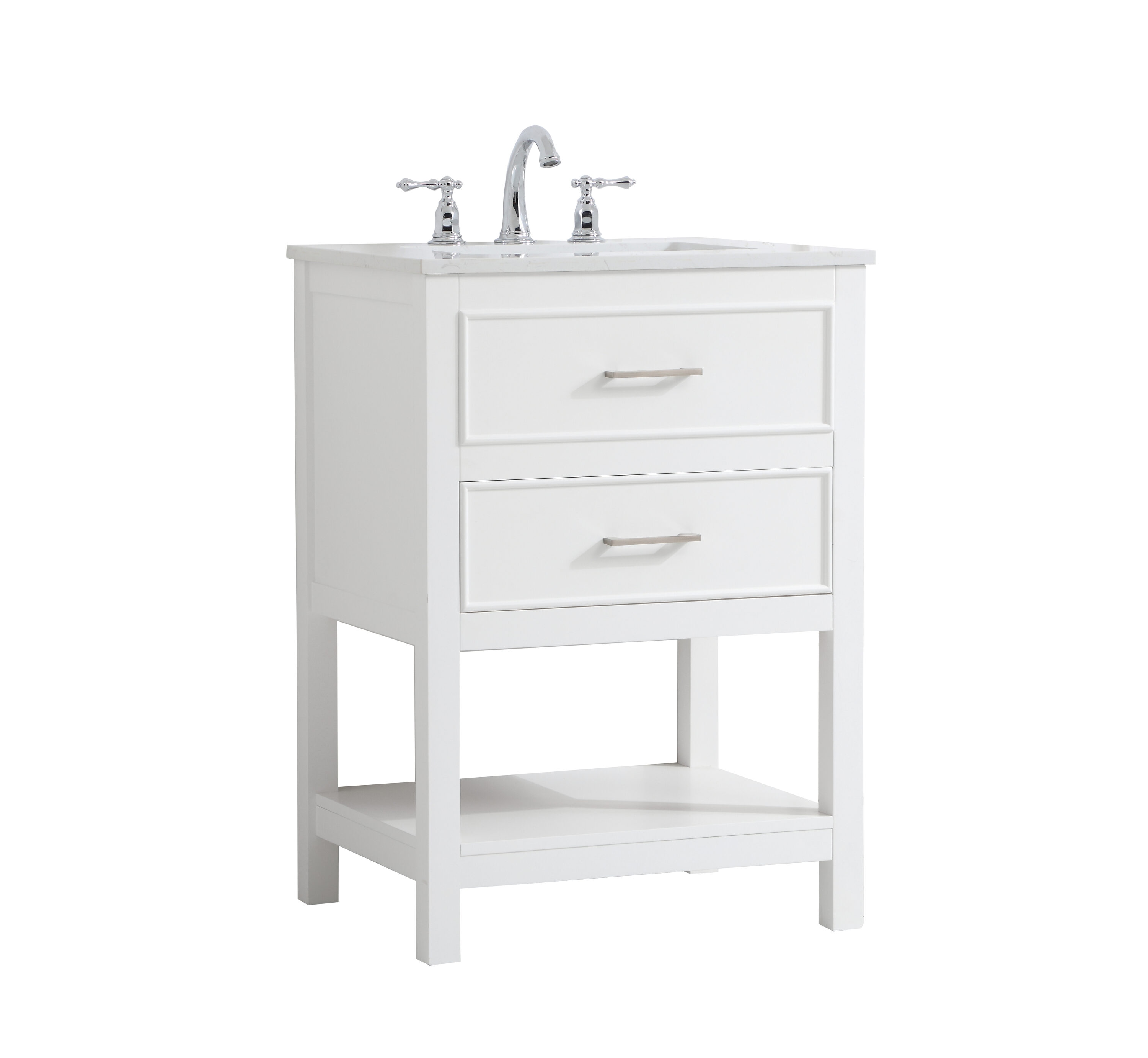 Sinclaire 24" White Quartz Top Traditional Bathroom Vanity
