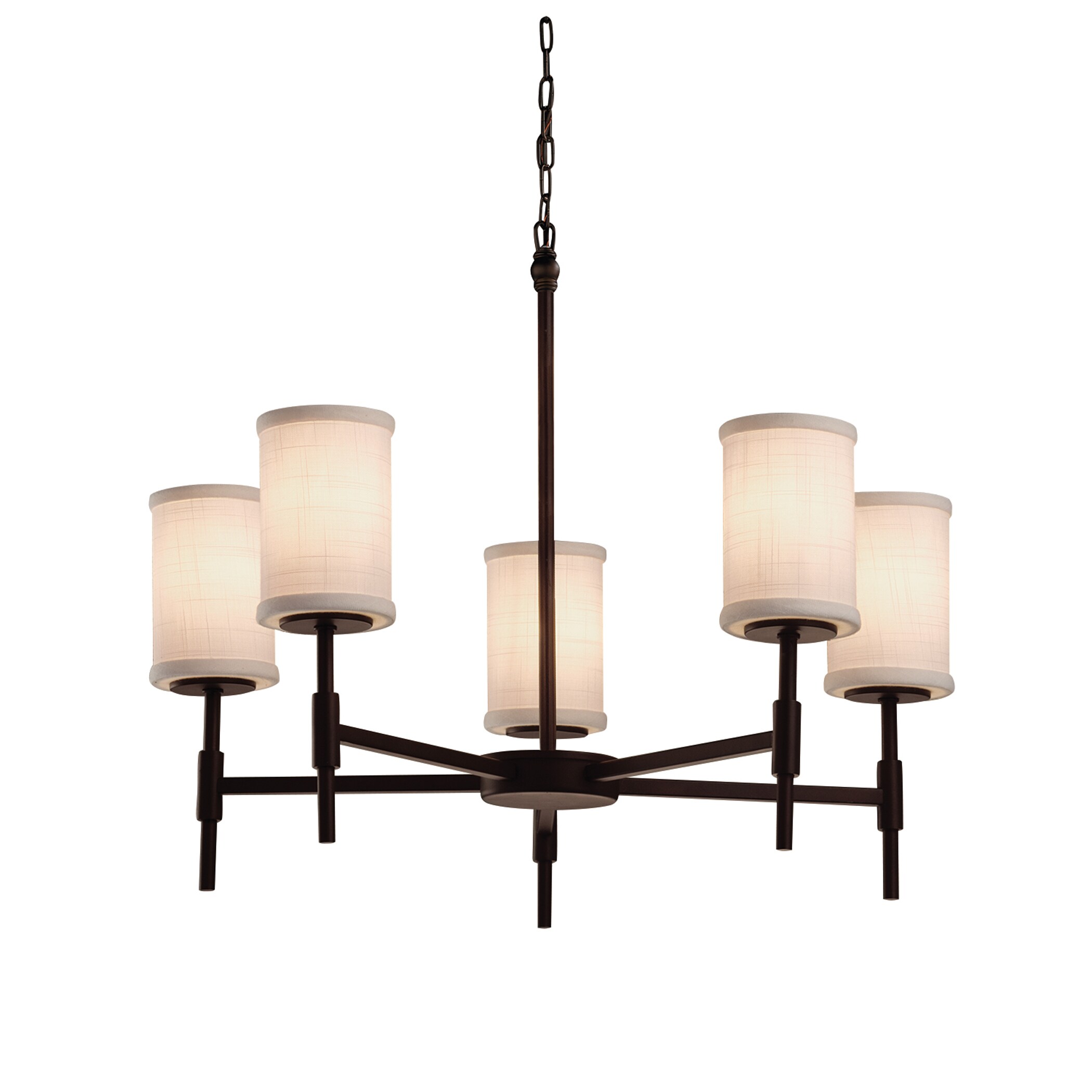 Justice Design Group FAB-8410-10-WH-DB-LD Textile 5-Light Dark Bronze Traditional LED Damp Rated Chandelier