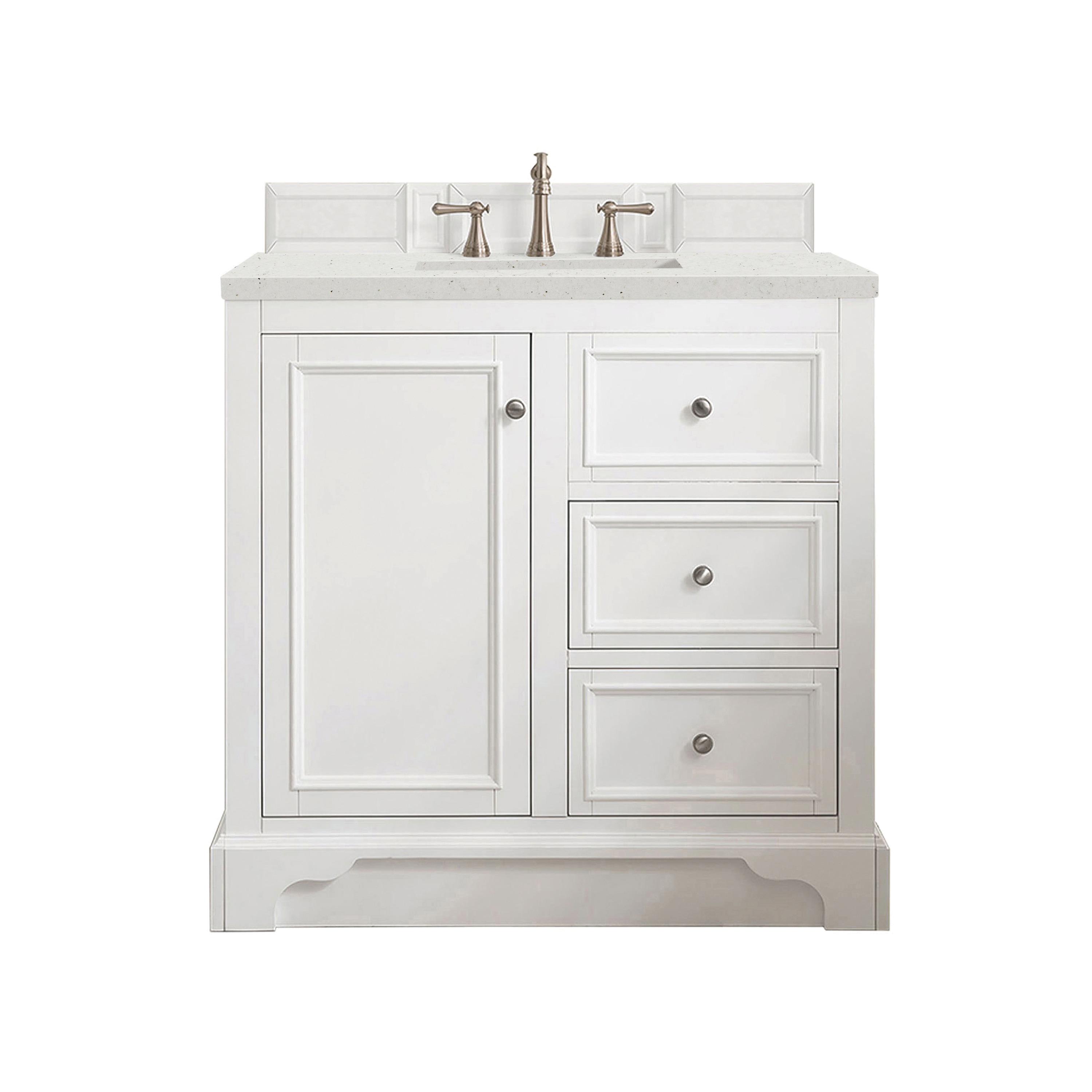 James Martin Vanities 825-V36-BW-3LDL De Soto 37-in Bright White Undermount Single Sink Bathroom Vanity with Lime Delight Quartz Top