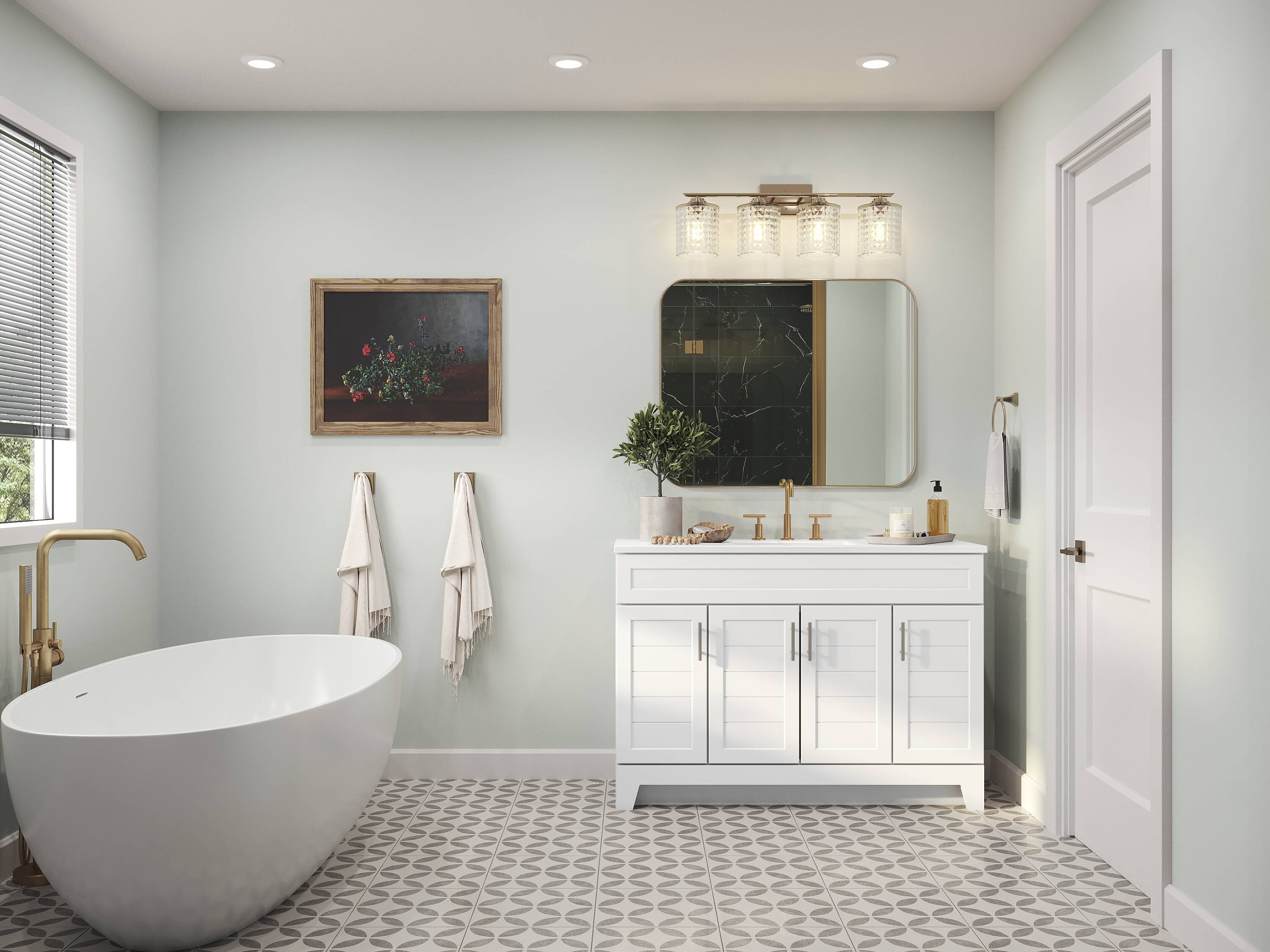 Style Selections Kirkman 48-in White Single Sink Bathroom Vanity