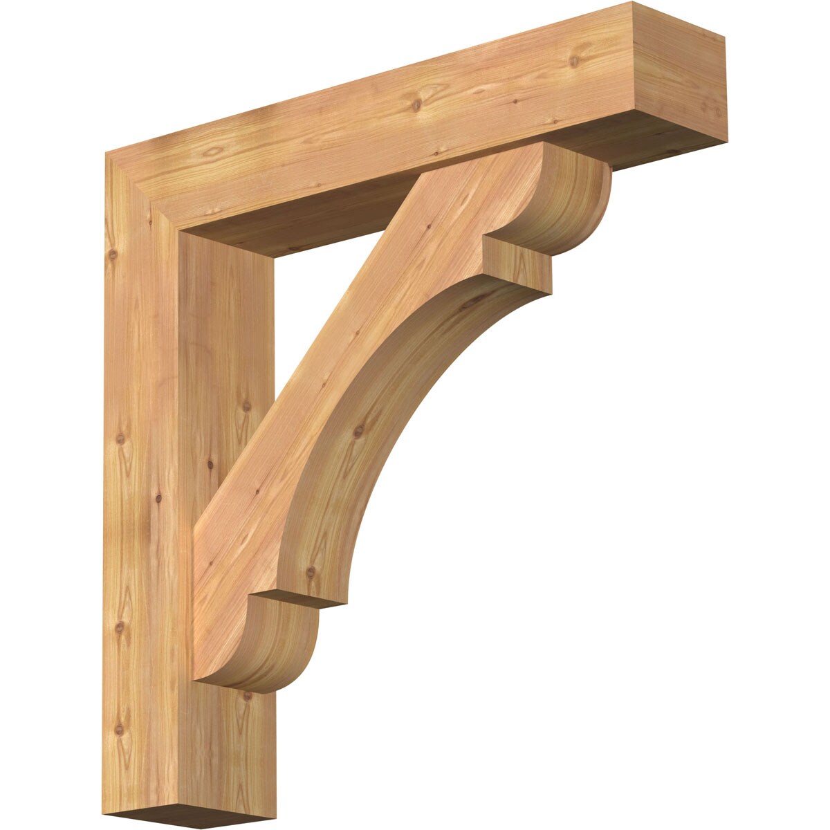 Ekena Millwork 1463596 Olympic Block Smooth Bracket with Offset Brace 7-1/2-in x 36-in x 36-in Western red cedar Brown Wood Standard bracket