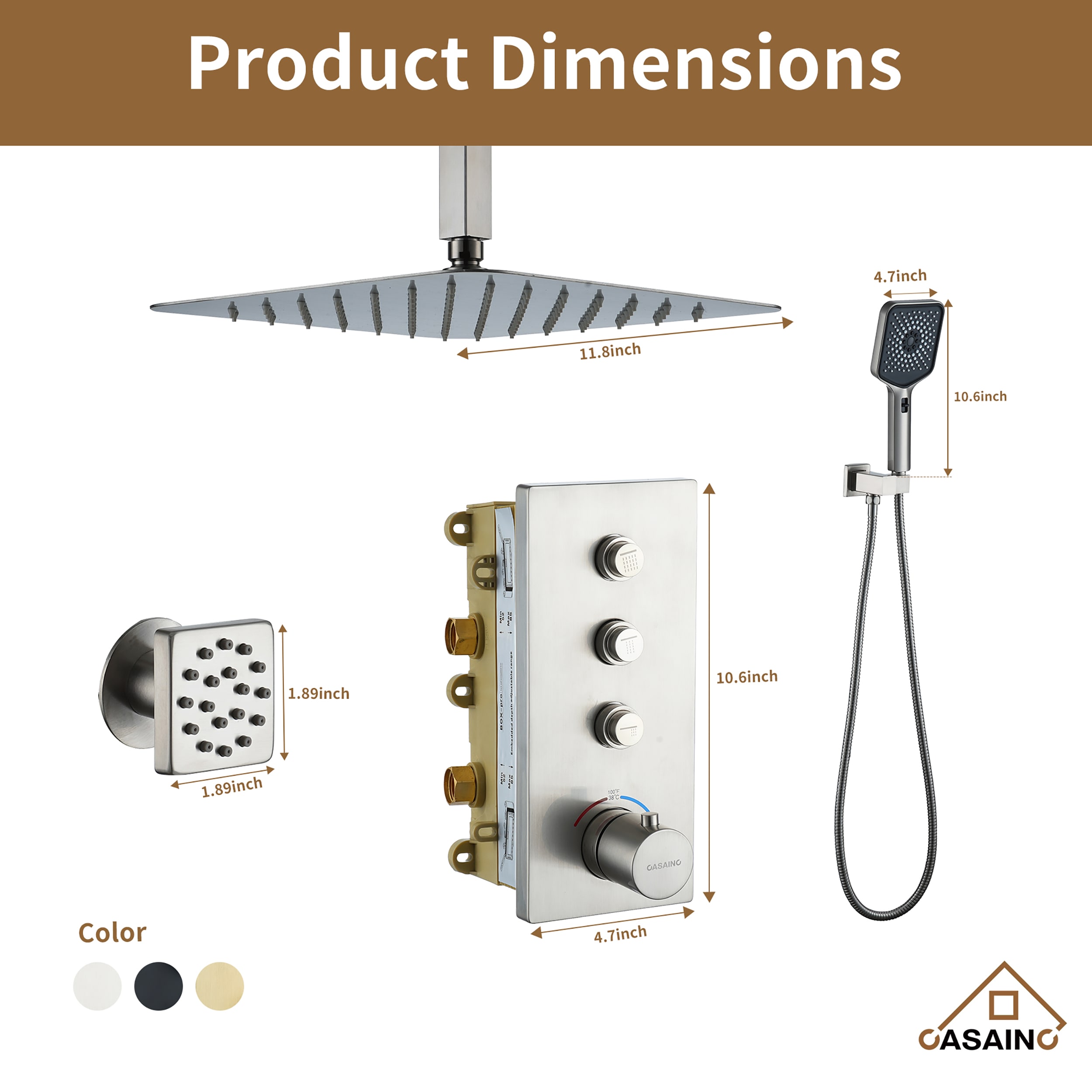 CASAINC CA-102009BV-3 Showerhead-Bar-Panels - View #9