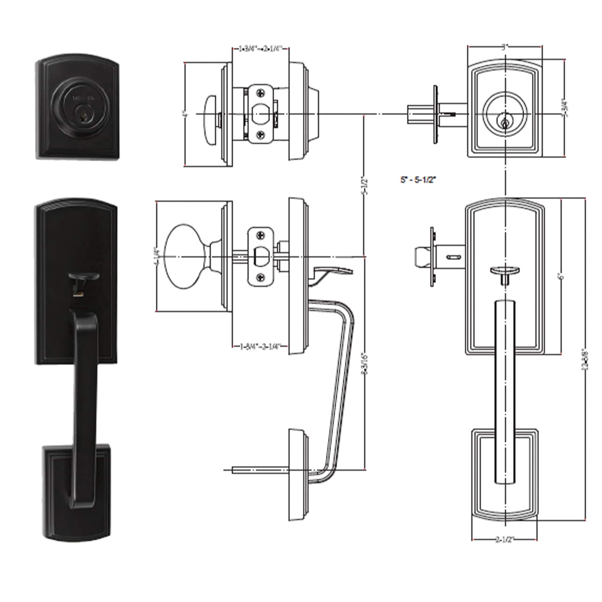 Delaney Hardware Visconti Black Single-Cylinder Deadbolt Entry Door ...