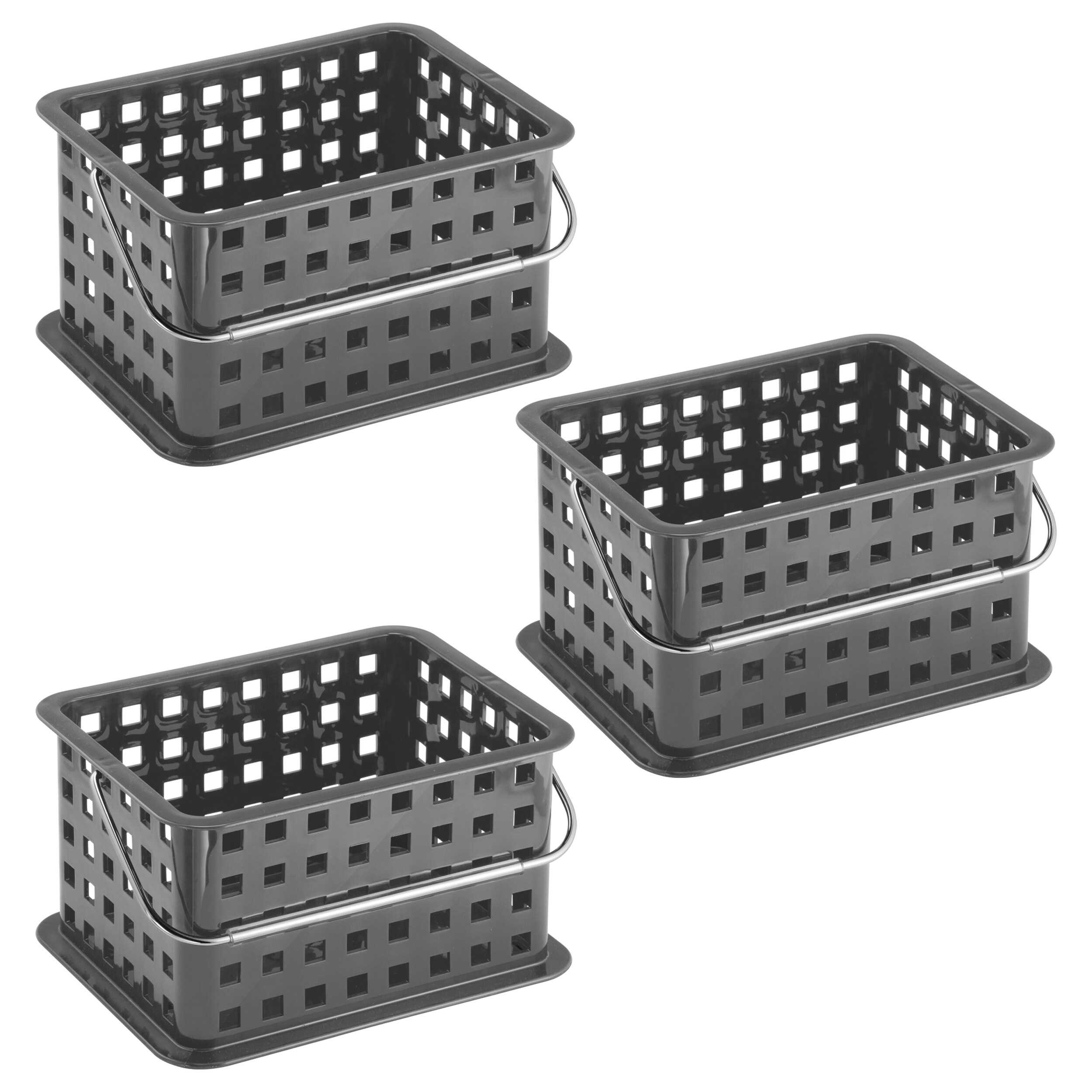 iDesign Small Stackable Shower Caddy Basket - Set of 3 Gray