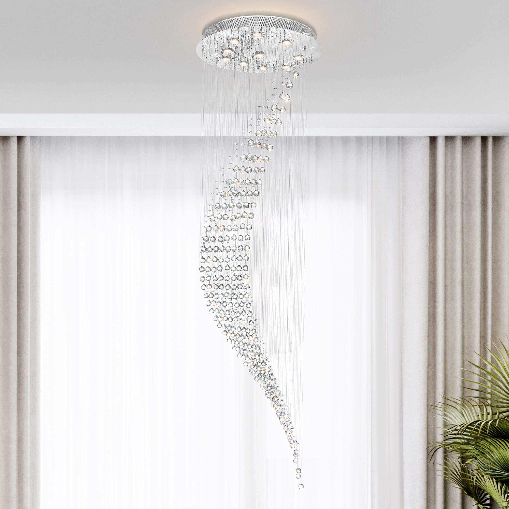 CWI Lighting 6629C26C Ribbon 10 -Light 26.0-in Chrome Flush Mount Light