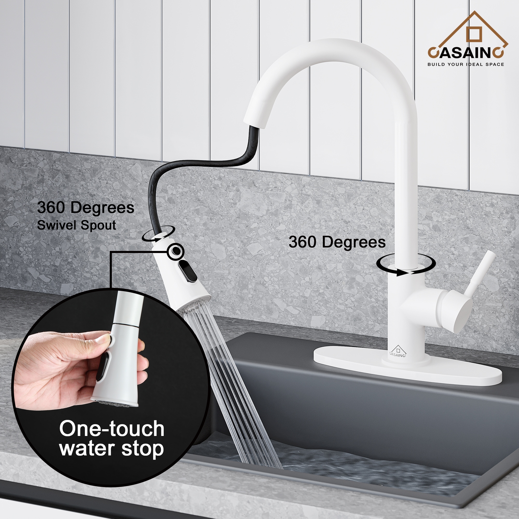 CASAINC CA-D3411-MW Kitchen-Faucets - View #2