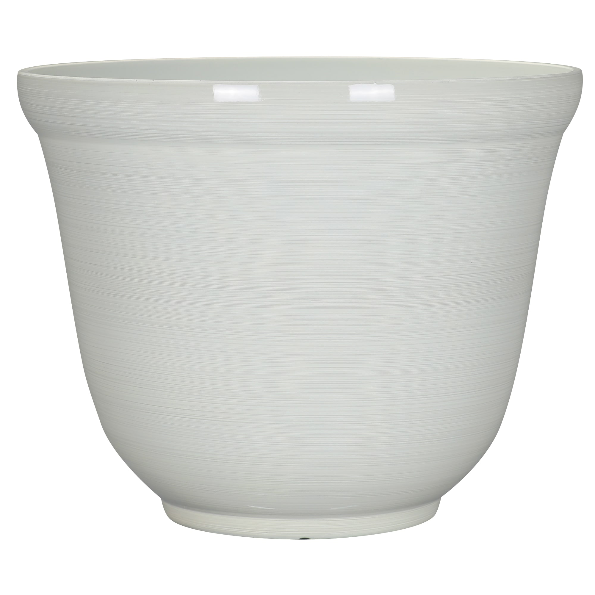 Style Selections PLA9416BWJ Round 15.24-Inches W Large Off-white Recycled plastic Indoor/Outdoor Planter with Drainage Holes
