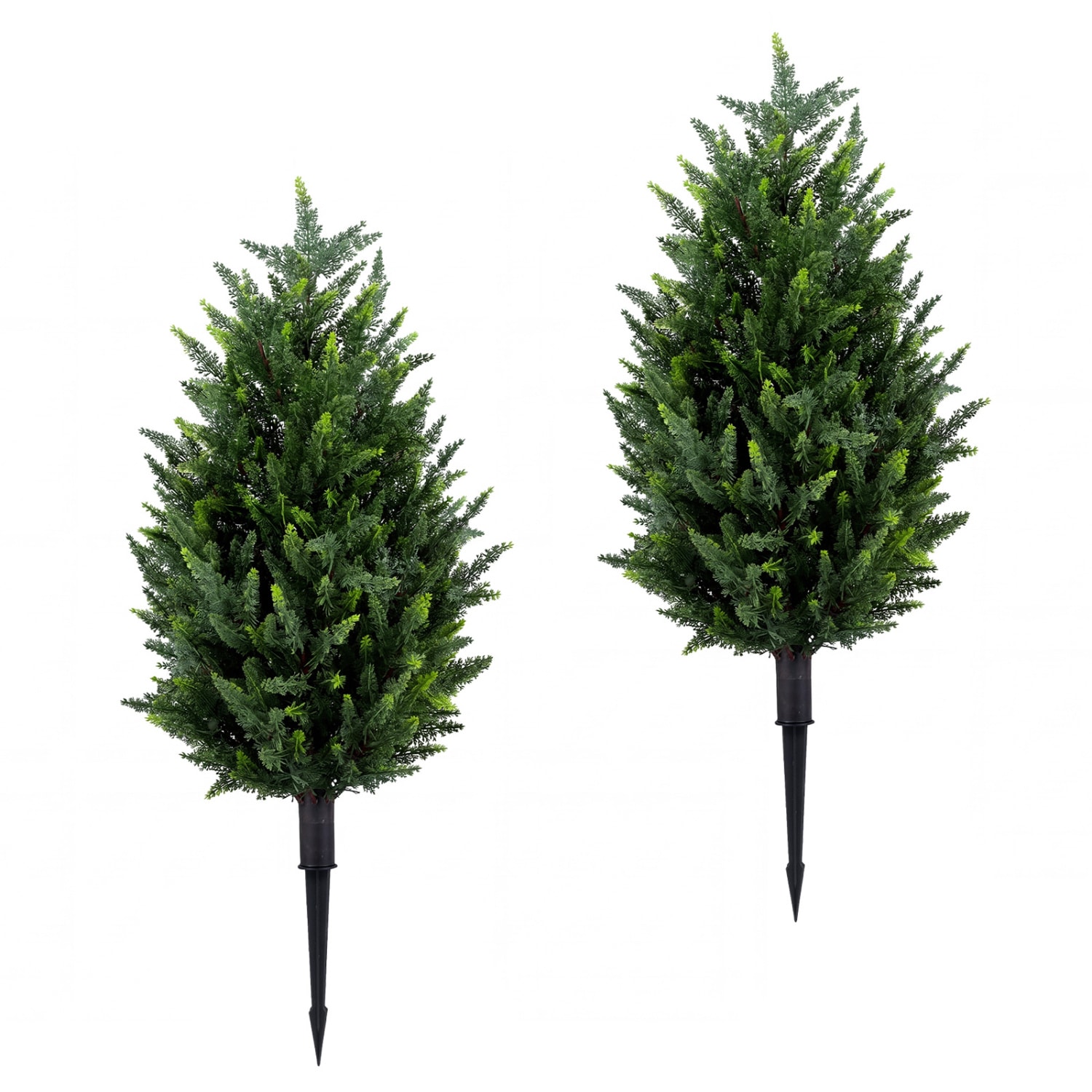 Slickblue - 2 Pieces 35.5 in H Artificial Cypress Topiary Tree with Dense Evergreen Foliage Lifel...