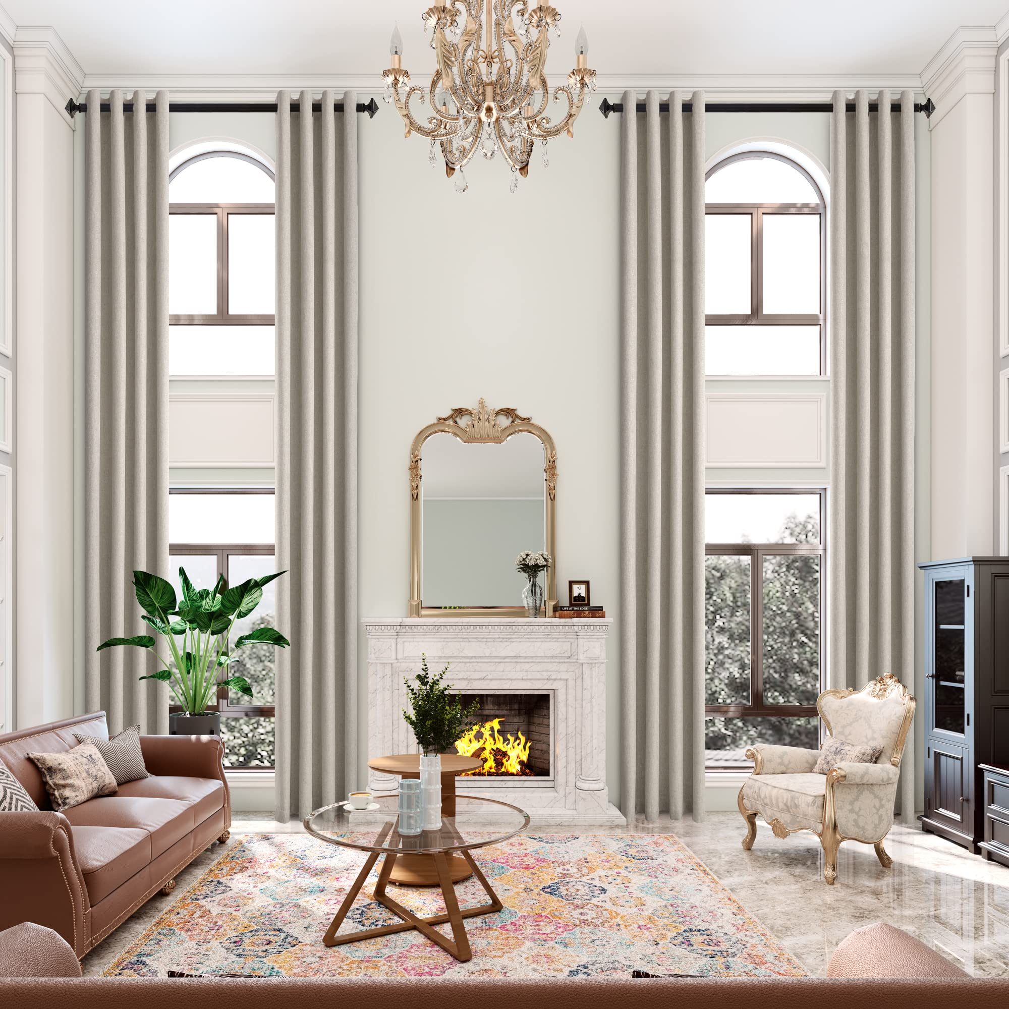 Phewnyzo Beige Extra Long Blackout Curtains 156 Inches Long 1 Panel 50 ...