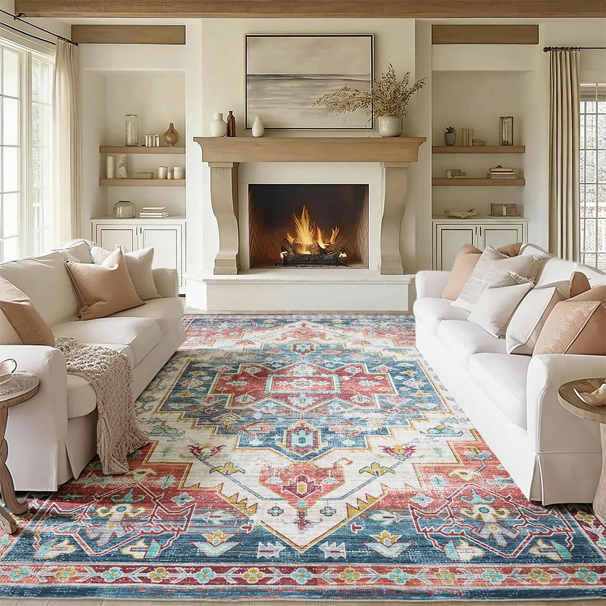 TEINIE 9 x 12Area Rugs for Living Room - Non-Slip Machine Washable Area Rugs Low Pile Area Rug for Bedroom #HHD12-9-12