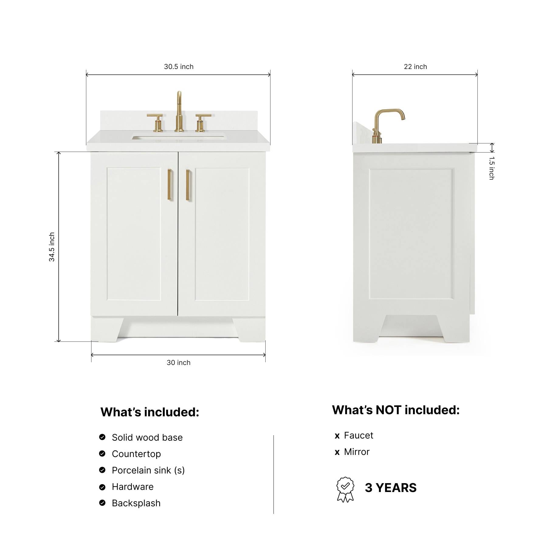 ARIEL Q031SWQRVOWHT Bath-Vanity-Combo - View #3