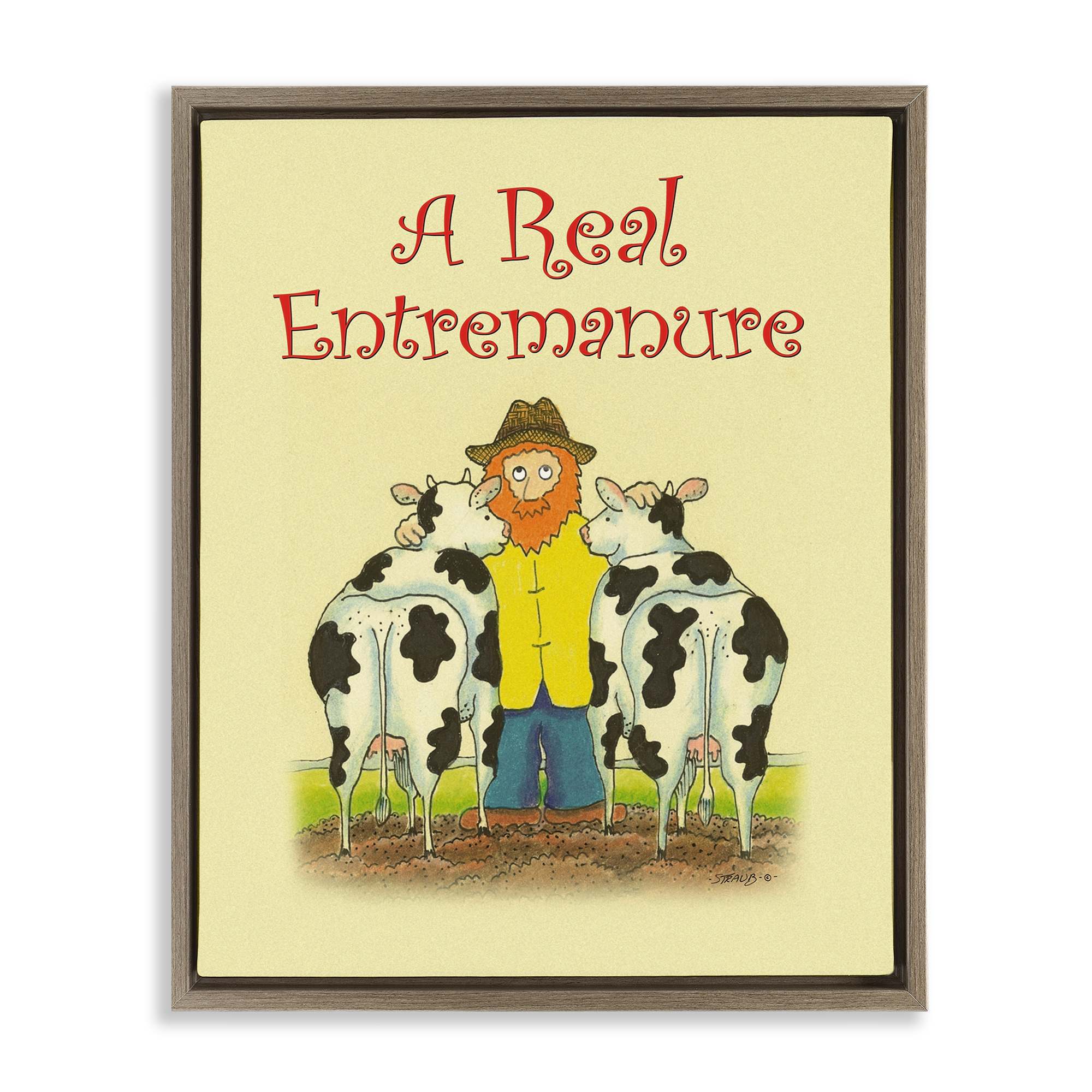 Stupell Industries BT-031-FFE-16X20 Vintage A Real Entremanure Brown Framed Floater Canvas Wall Art By Roger Straub 17 x 21