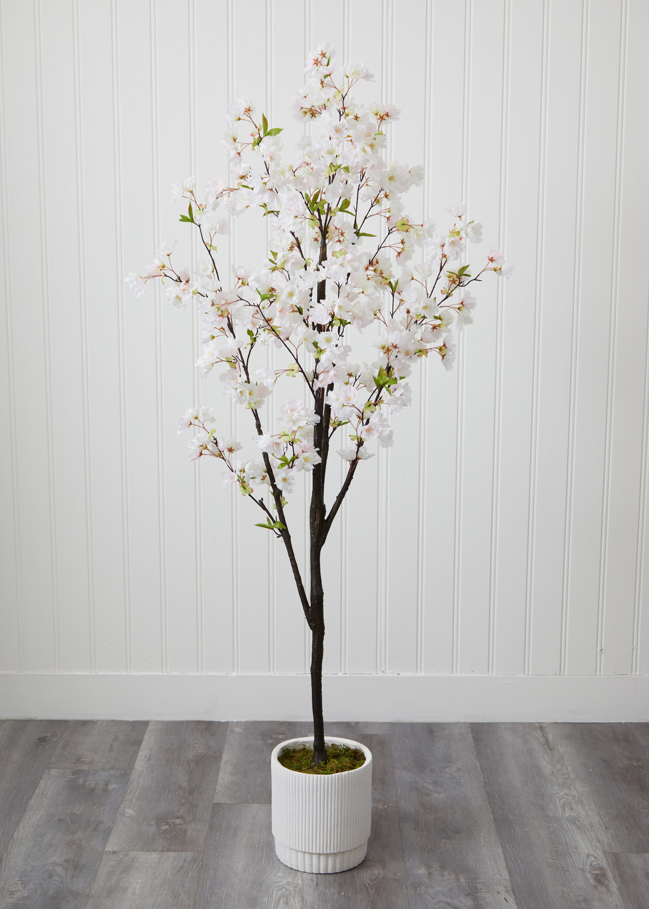 allen + roth 72-in White Indoor Artificial Cherry Blossom Artificial Tree  in the Artificial Plants & Flowers department at