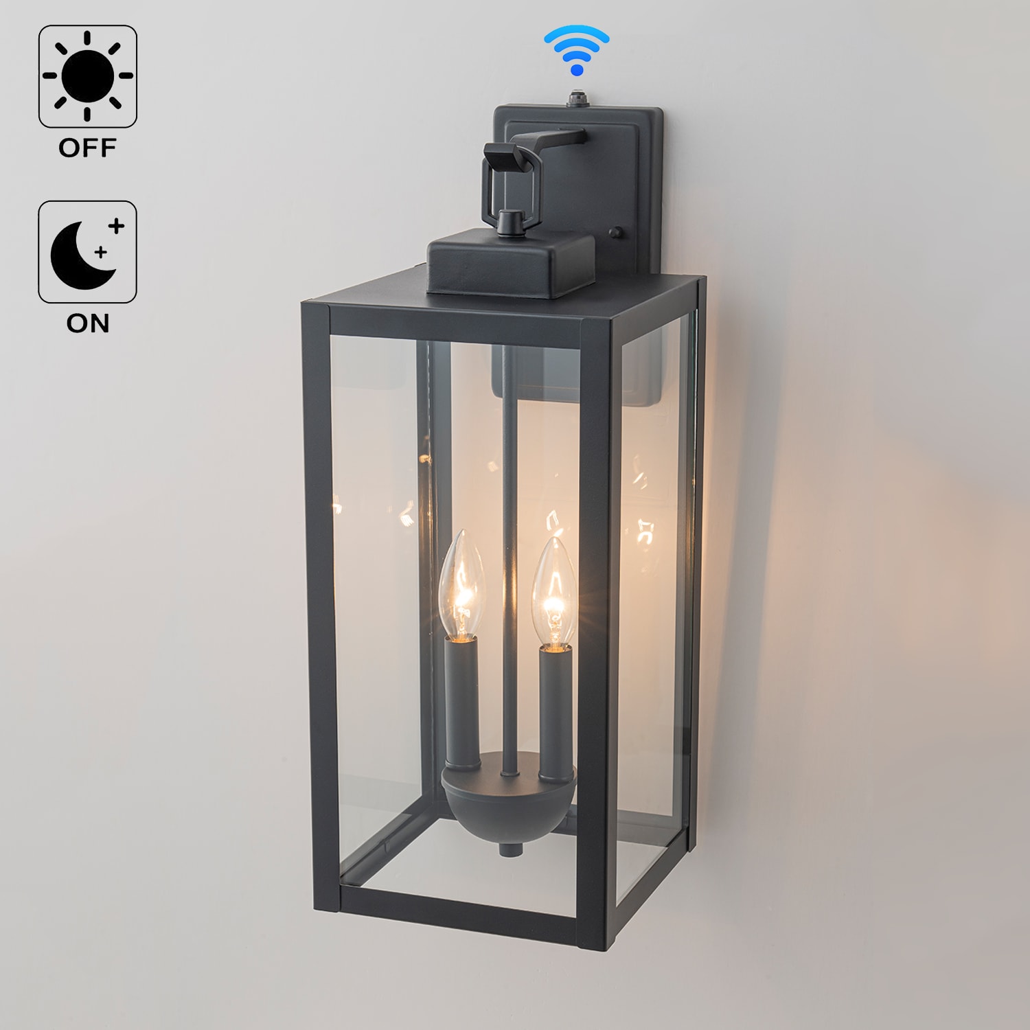 C Cattleya LCA2012-XLW 2 -Light 20.25-in H Matte Black Hardwired Dusk to Dawn Outdoor Wall Light