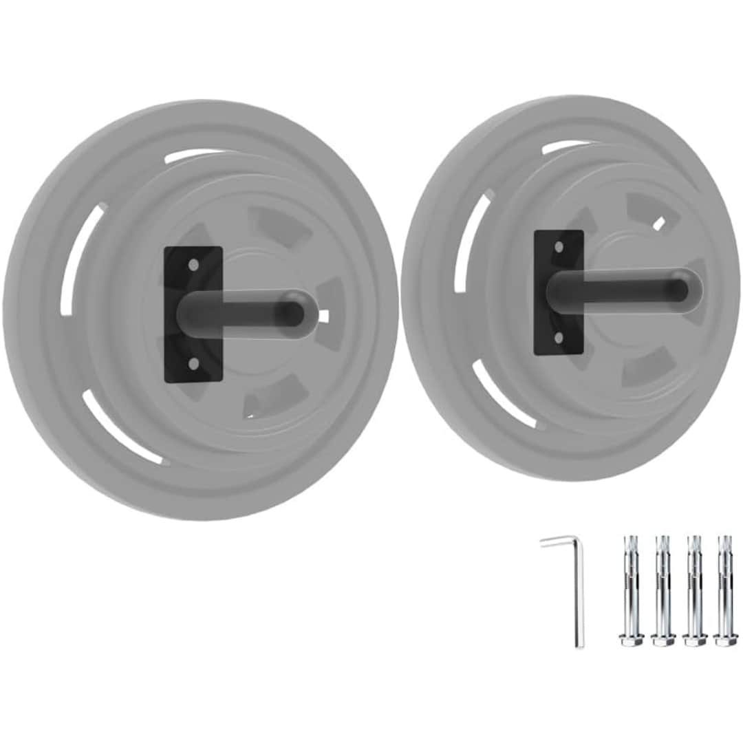 Garvee 1in and 2in 2 Pack combo Wall Mounted Weight Plate Holder Weight Plate Rack for for All Size Bumper Plates Max Weight Capacity 300 Lb Home Gym Organizer #GGL-PSS-33A8K68X