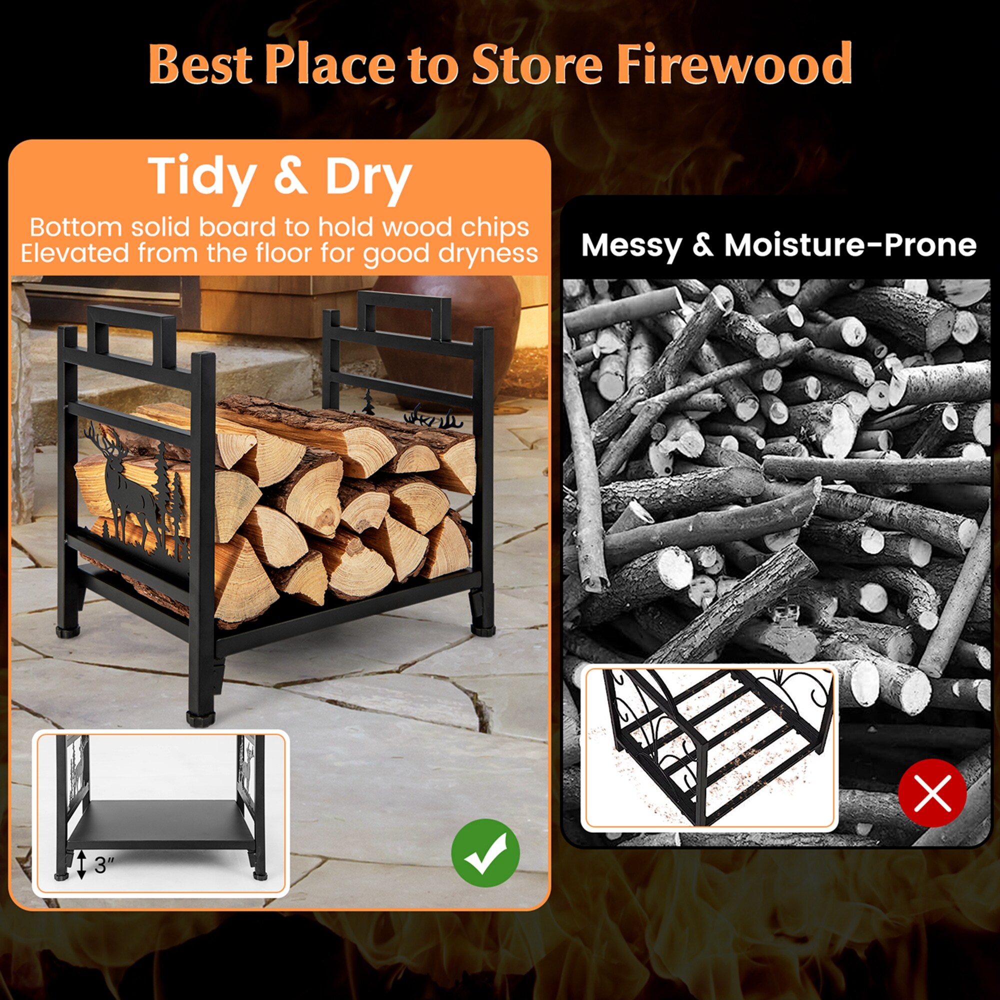 Costway CSHY007155 Firewood-Storage - View #7