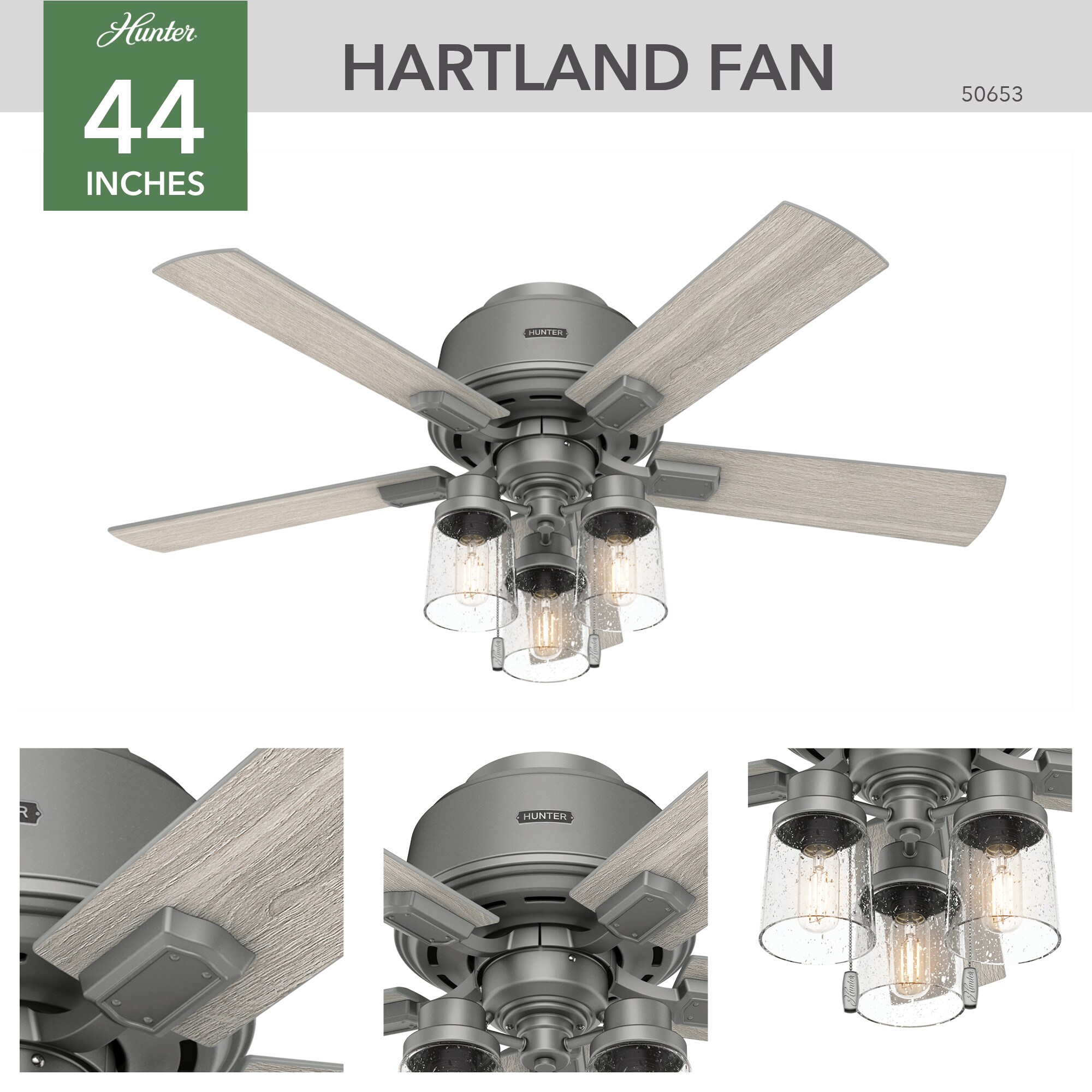 Matte Silver 44" Chandelier-Inspired Ceiling Fan with Lighting