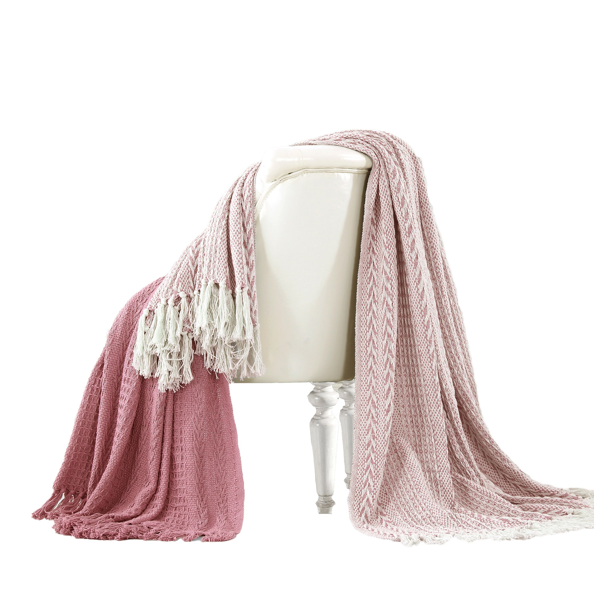 Benzara BM204220 Pink 50-in x 60-in Cotton Blanket