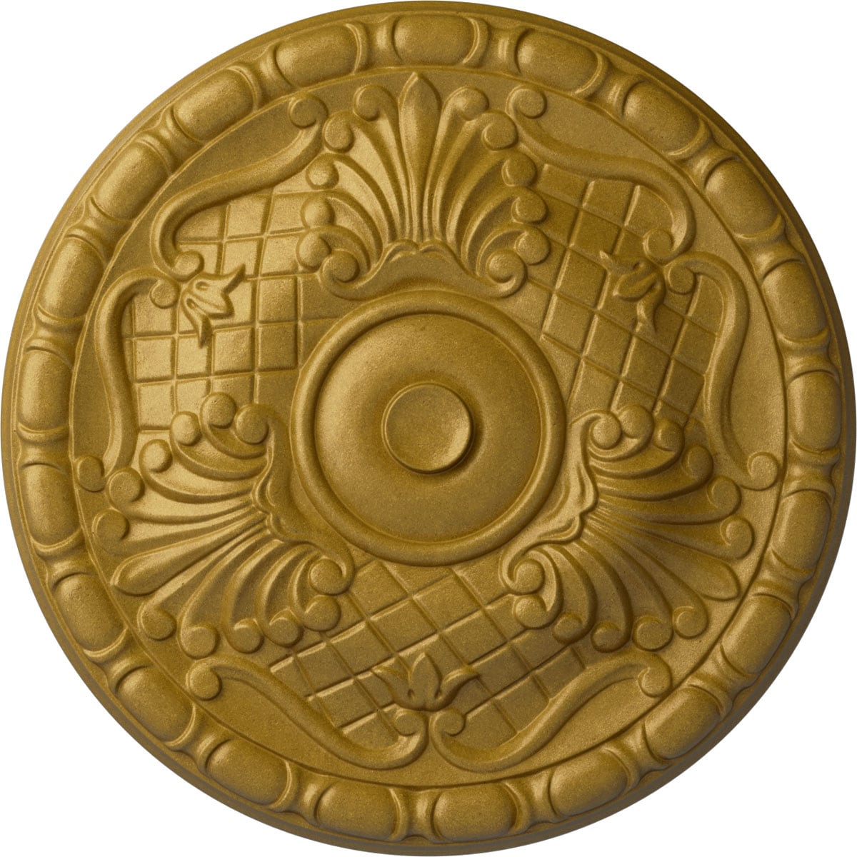 Ekena Millwork CM16AMPGS Amelia 15.75-in W x 15.75-in L Painted Pharaohs Gold Polyurethane Whole Ceiling Medallion