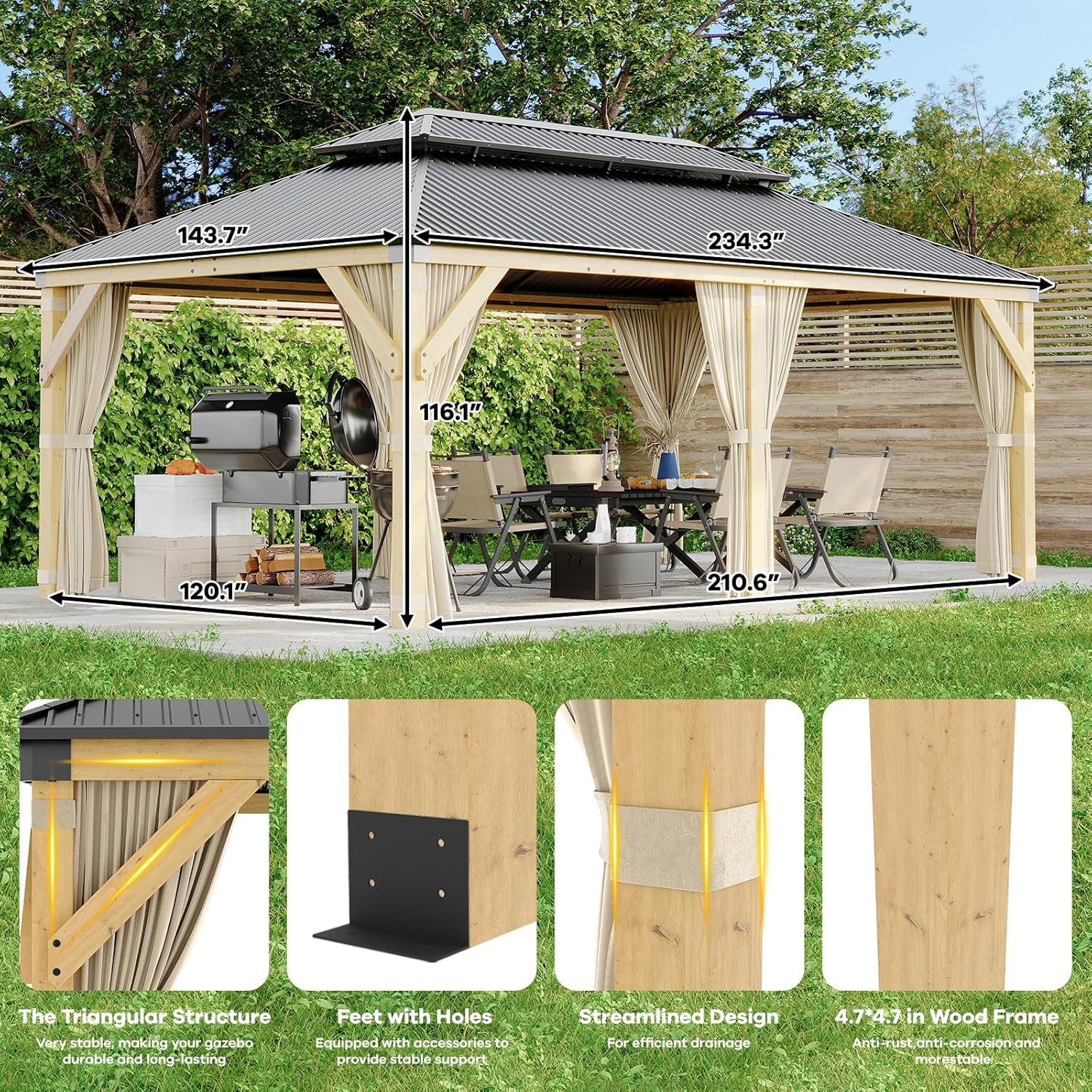 GAOMON LSPPJOK-ZE0JOFA8IW Wood-Resin-Gazebos - View #4