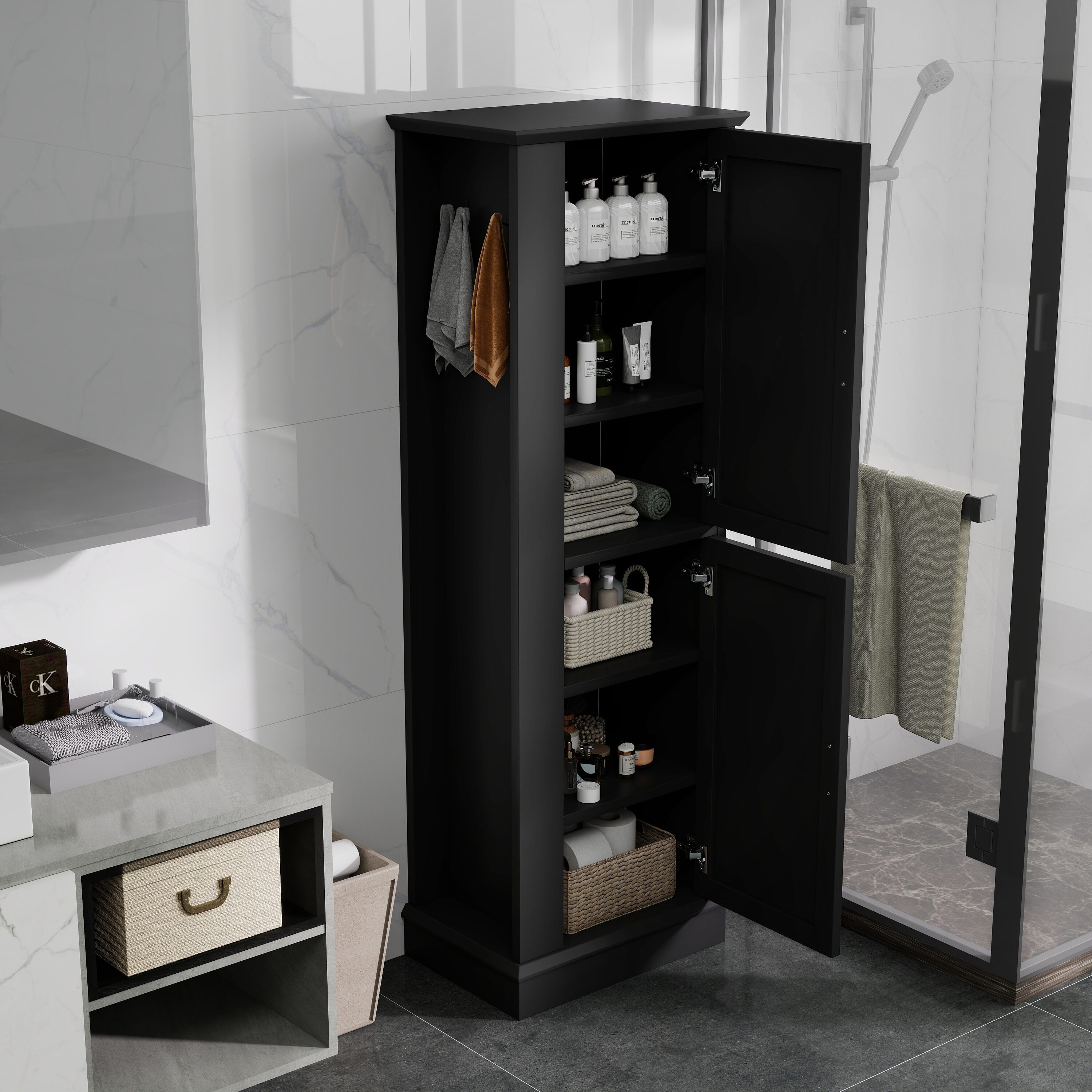 Hrinhom BA05-BLACK Linen-Cabinets - View #4