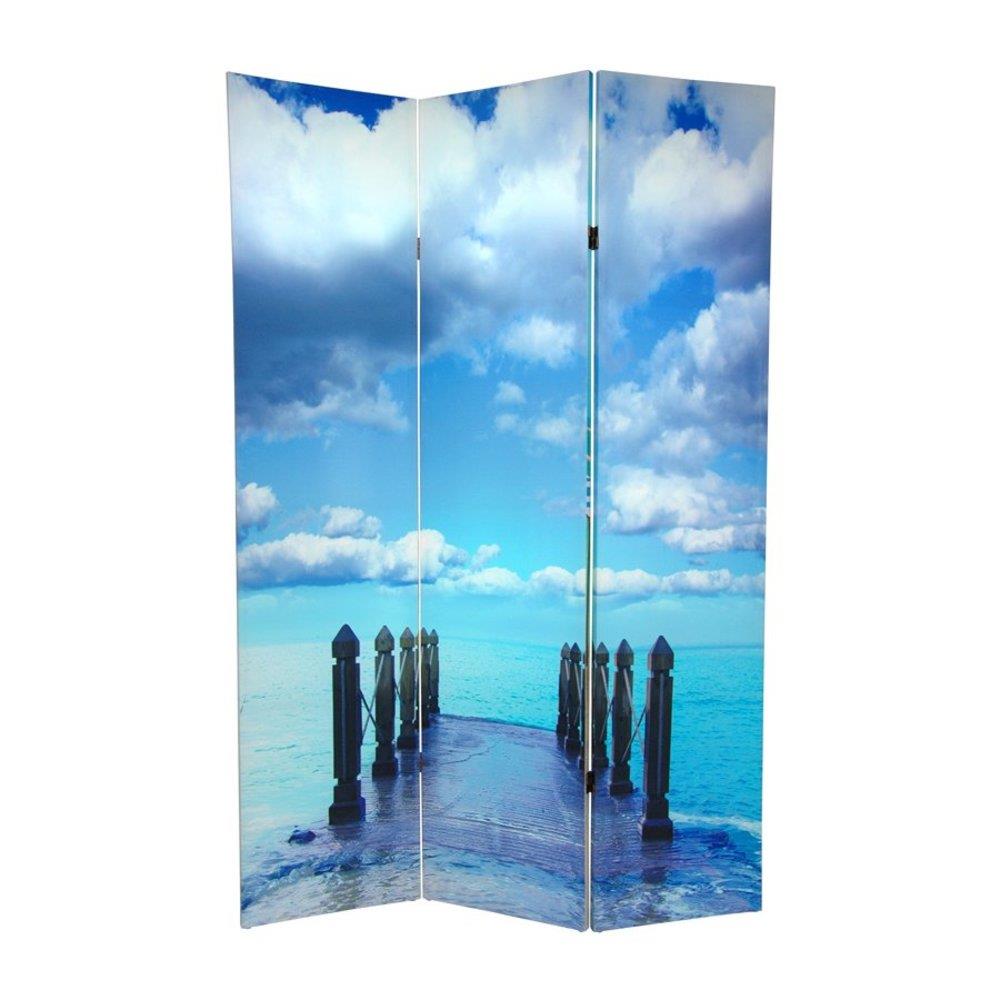 Oriental Furniture Ocean 3-Panel Multi Fabric Folding Coastal Style ...