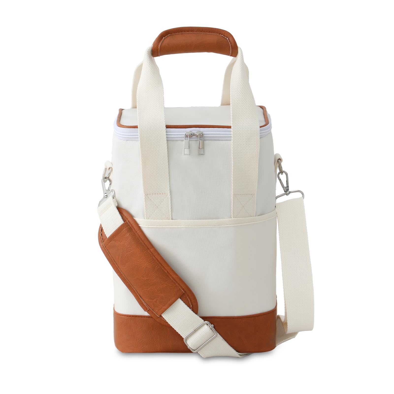 Aoibox  4 Bottle Insulated Wine Tote Bag in Beige 600D Oxford Fabric with Leakproof EVA Liner and Shoulder Strap