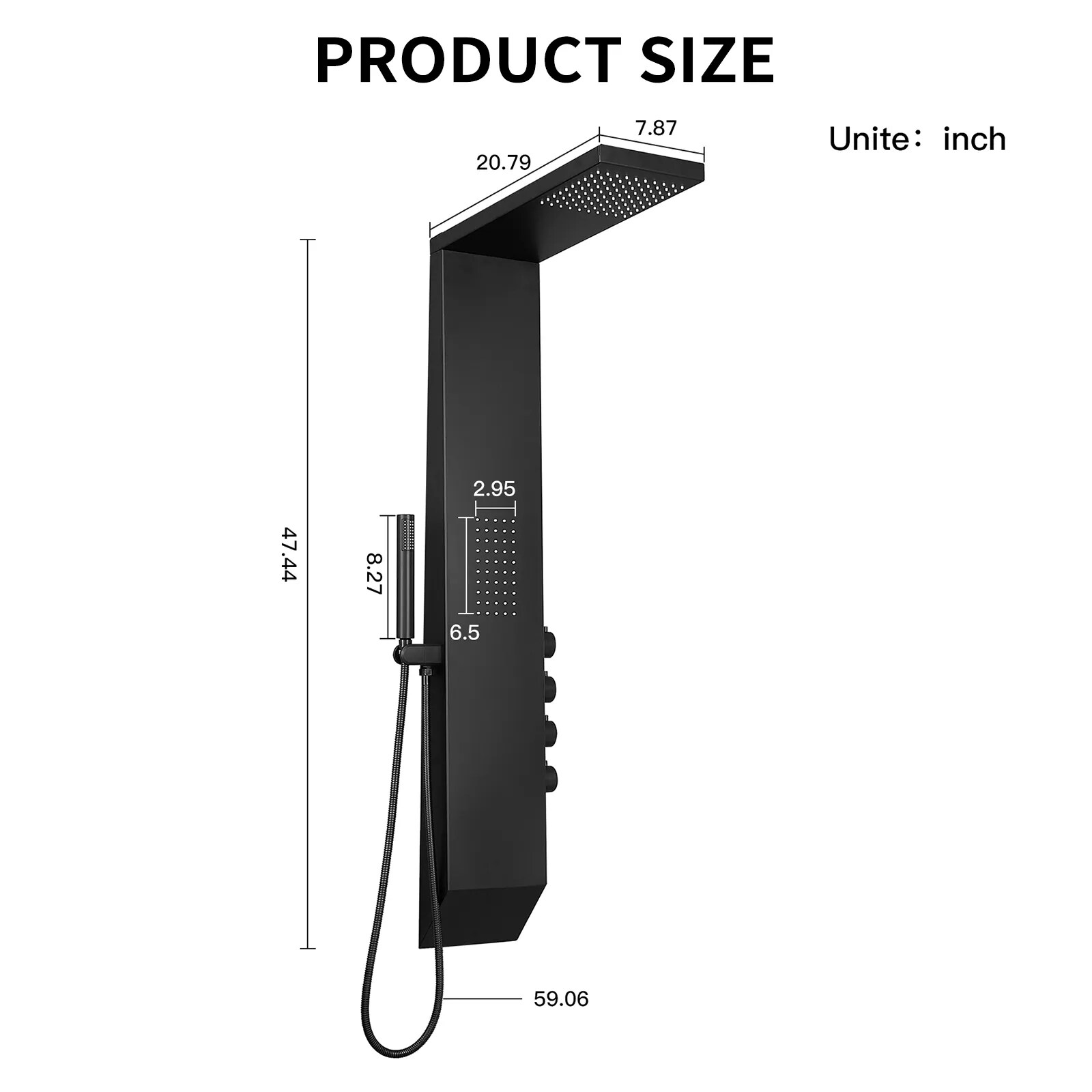 BWE A-97001-COPPER Showerhead-Bar-Panels - View #7