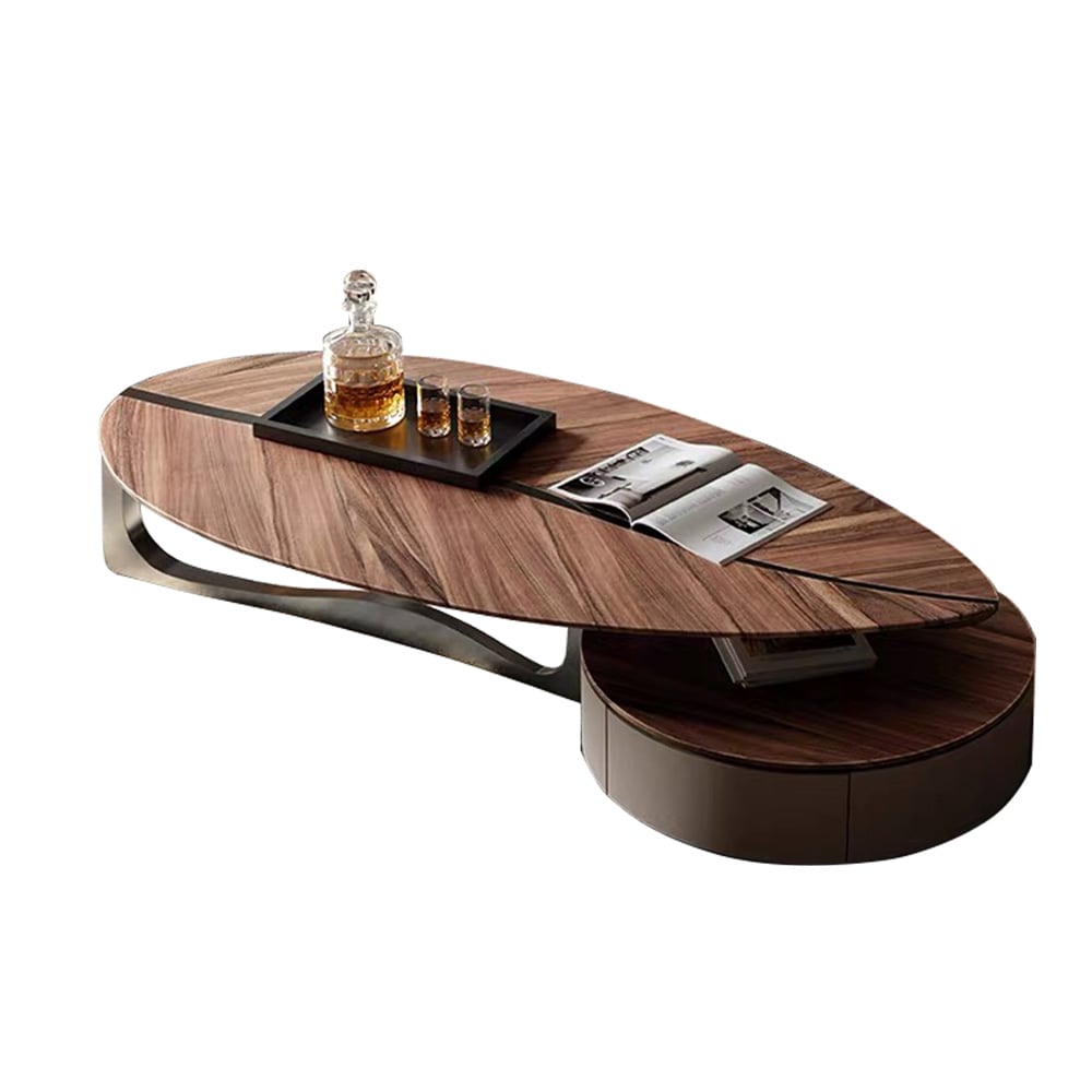 Oizaye WW-FSDB-SHUYE Jessamyn Brown Walnut Wood Modern Coffee Table with Storage