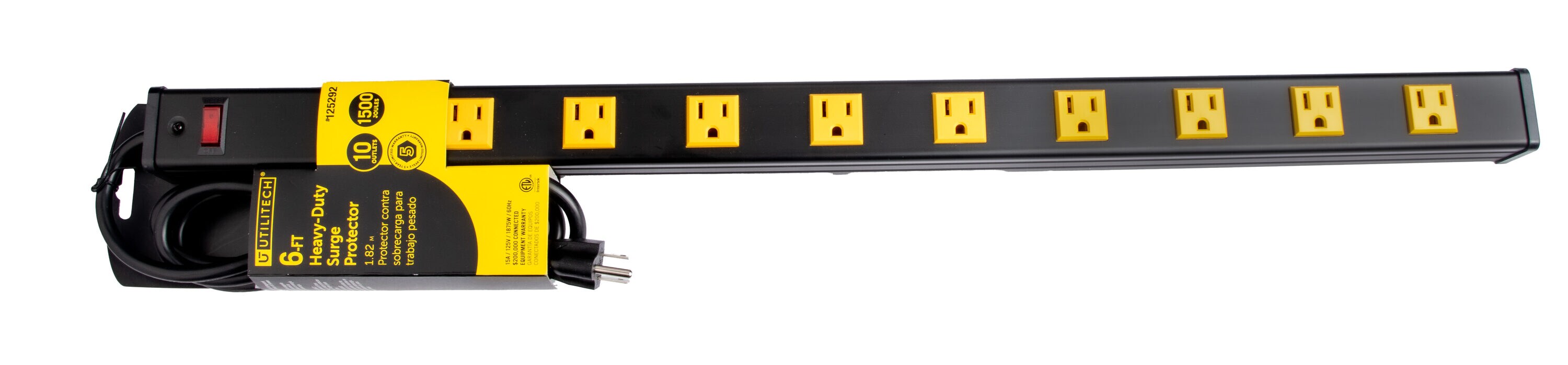 Utilitech 6-ft 10-Outlet Indoor Black Power Strip