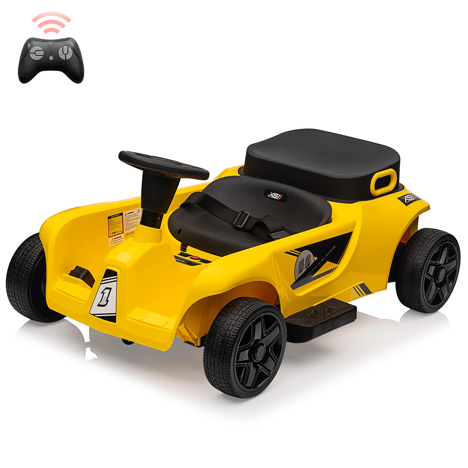 Qeetex SUN-PTO-0Z6U15Y1 24V 2 Seater Ride On Car for Kids 4WD Electric Vehicle with Parent Remote Yellow