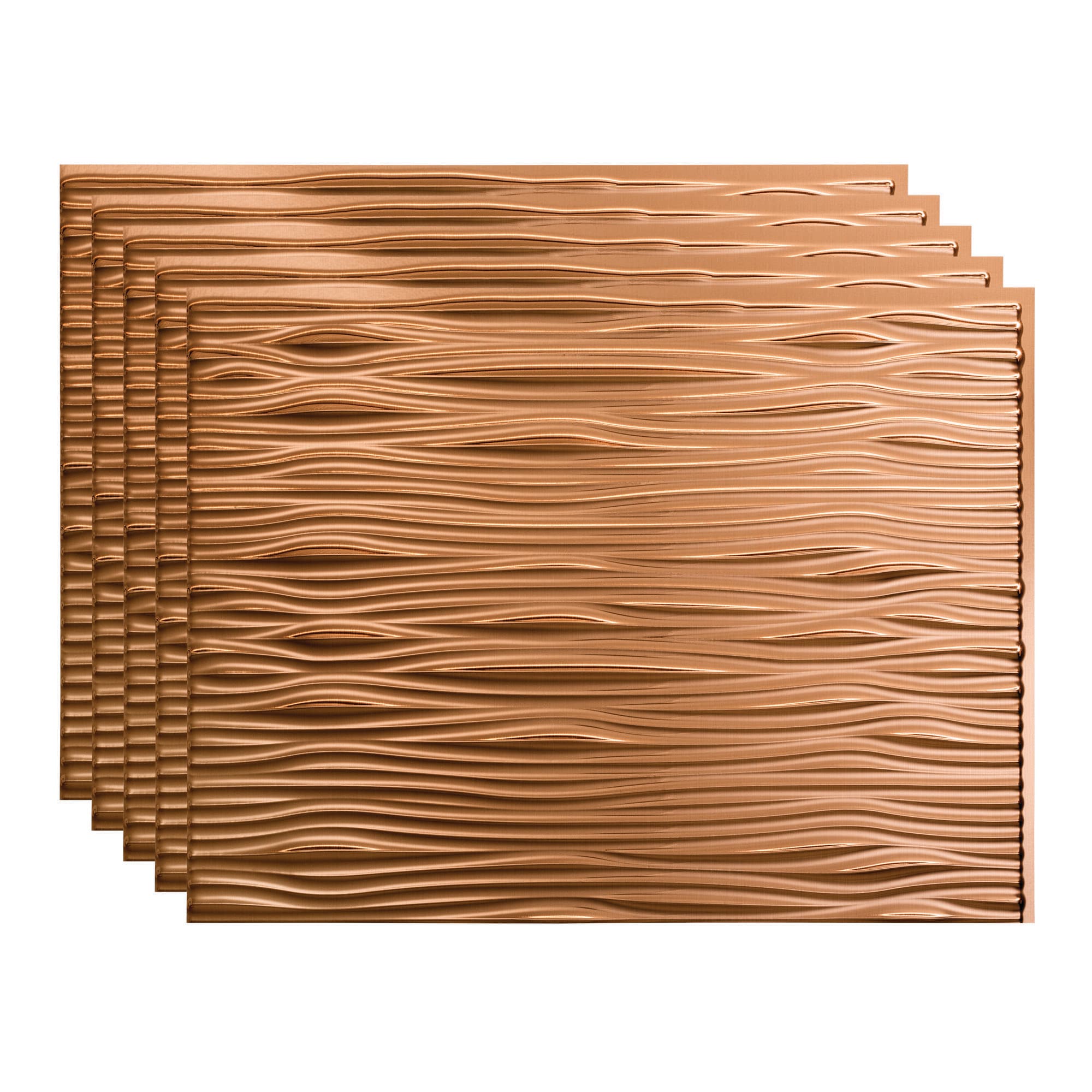 Fasade PB6525 Waves 18.25-in x 24.25-in Vinyl Polished Copper Backsplash Panels 5.0 -Pack