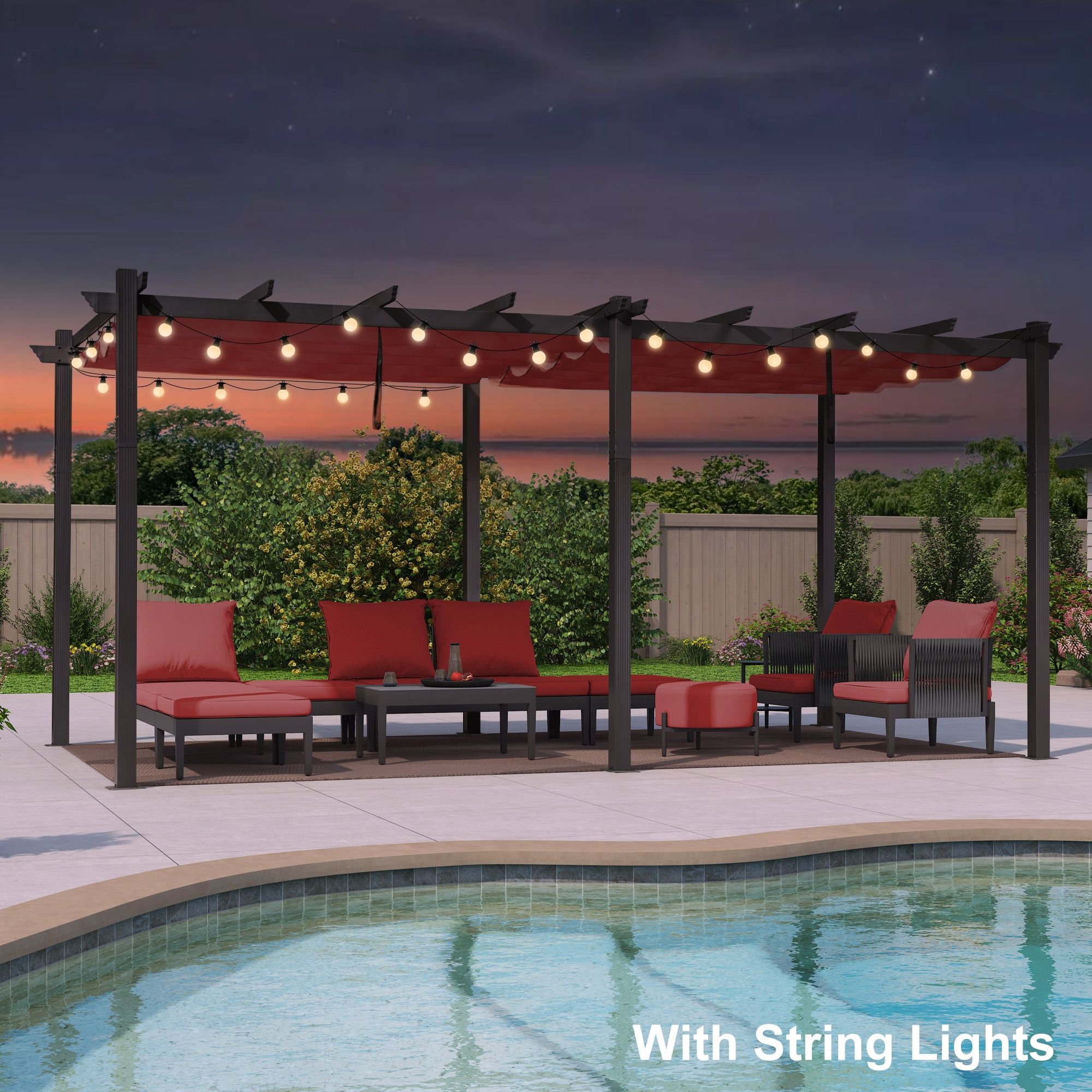 PURPLE LEAF LSDTMPG1220-TR 12-ft W x 18-ft L x 8-ft H Terra Metal Freestanding Pergola with Canopy