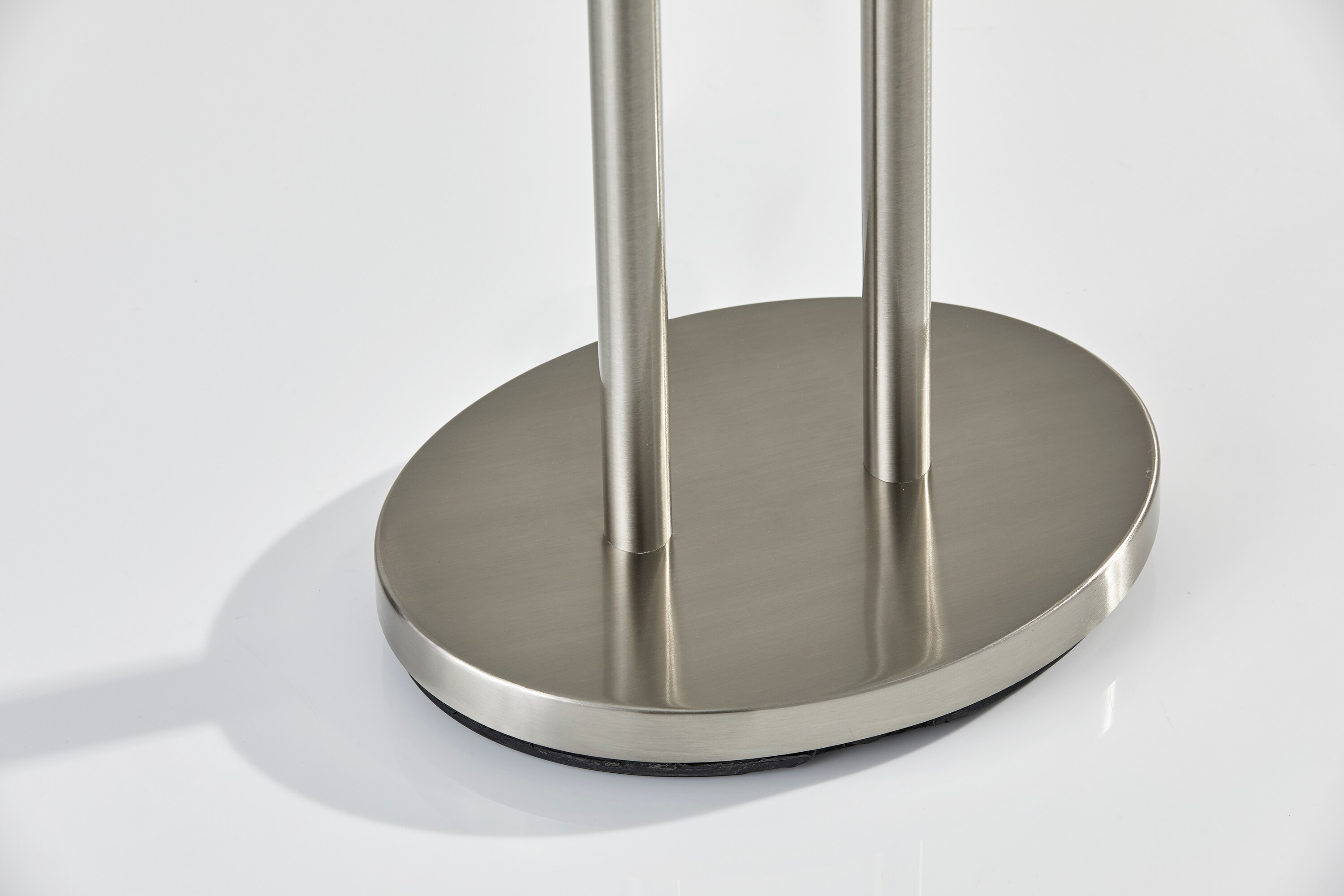 Adjustable Brushed Steel Floor Lamp with Ivory Silk Shade