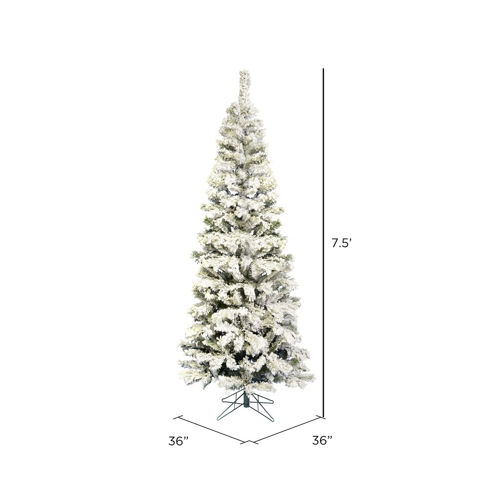 Vickerman 7.5-ft Slim Flocked White Artificial Christmas Tree in the ...