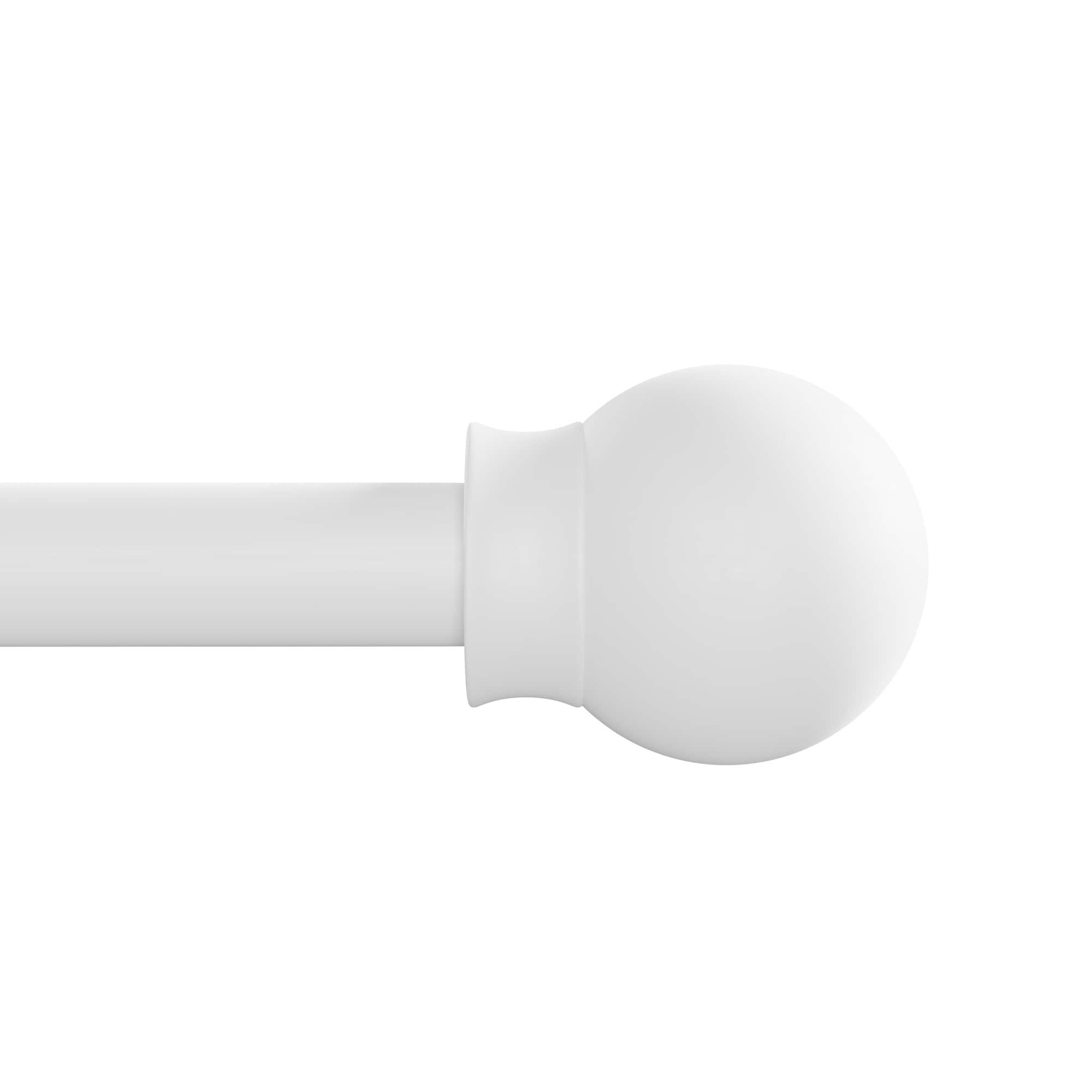 Style Selections FSI 1436E WHTE Beatrix 28-in to 48-in White Steel Single curtain rod with Finials