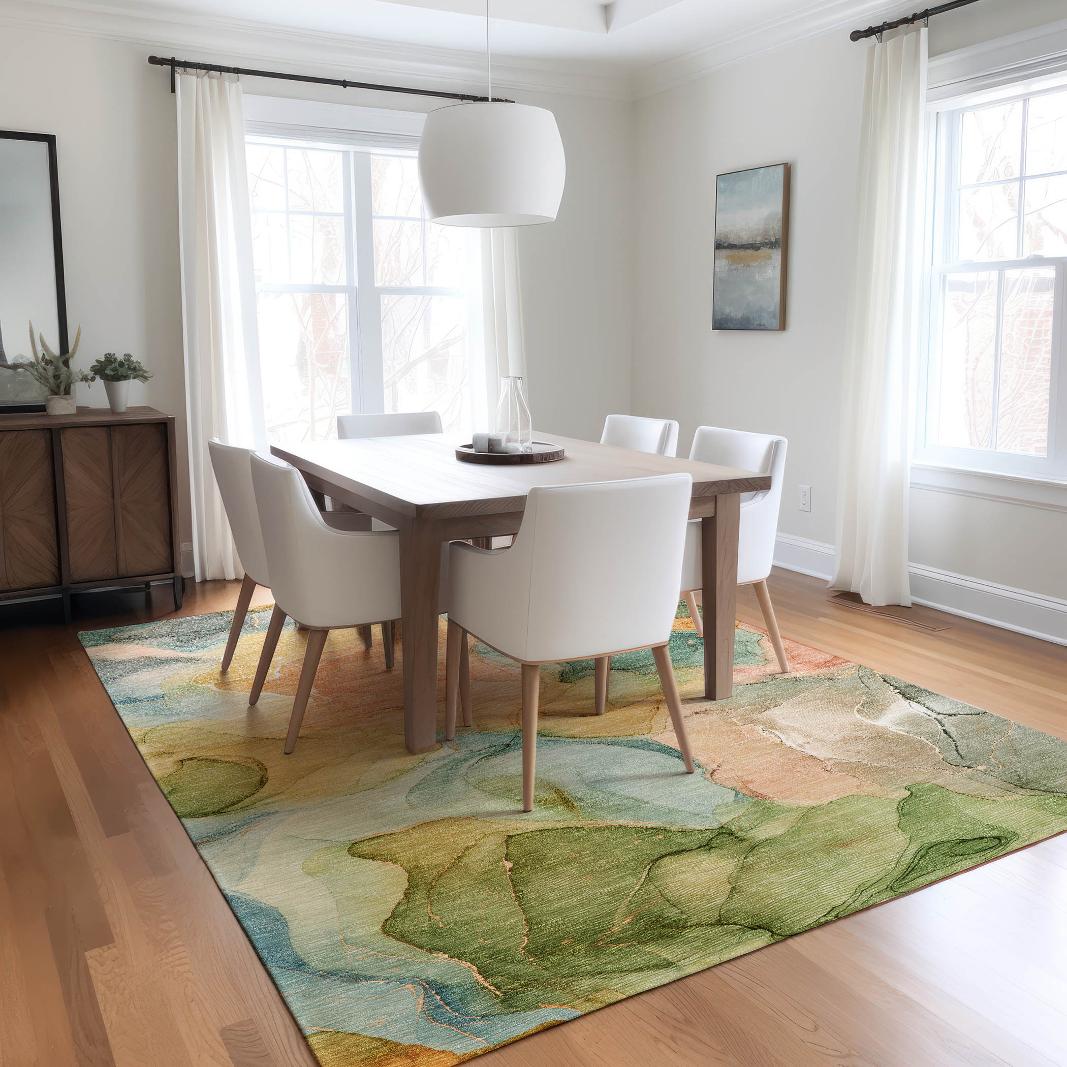 Addison Rugs ACN504BU10X14 Chantille ACN504BU 10 x 14 (ft) Polyester Blue Rectangular Indoor/Outdoor Abstract Machine washable Area rug