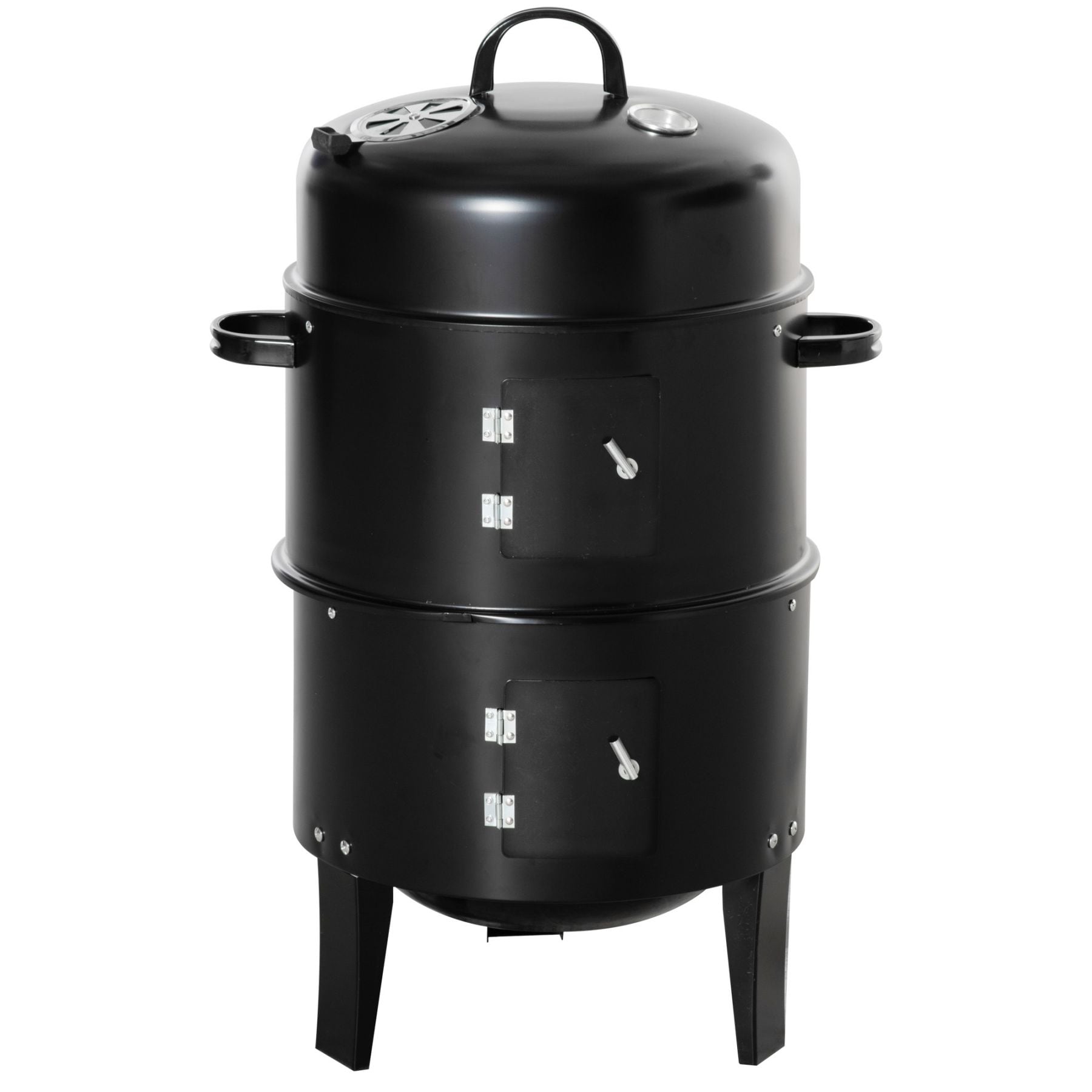 Maocao Hoom JLH5Q3BJ 3-in-1 16" Round Charcoal Barbecue Grill 200.96-Sq. in Black Vertical Charcoal Smoker