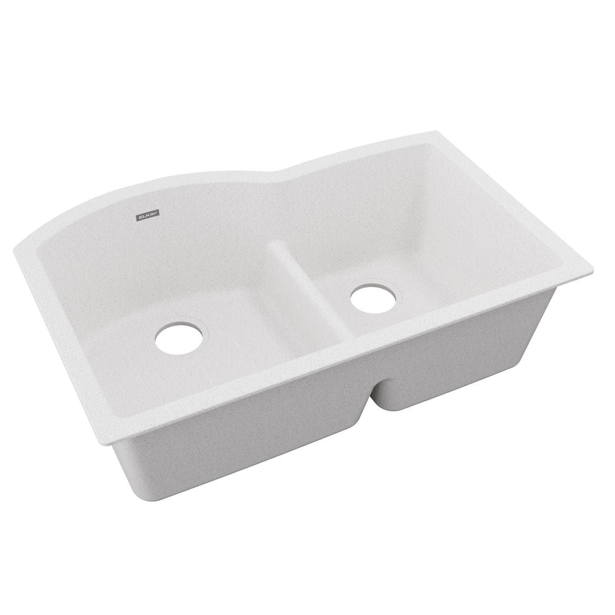 Elkay ELGHU3322RWH0 Undermount 33-in x 22-in Quartz Double offset bowl Kitchen Sink