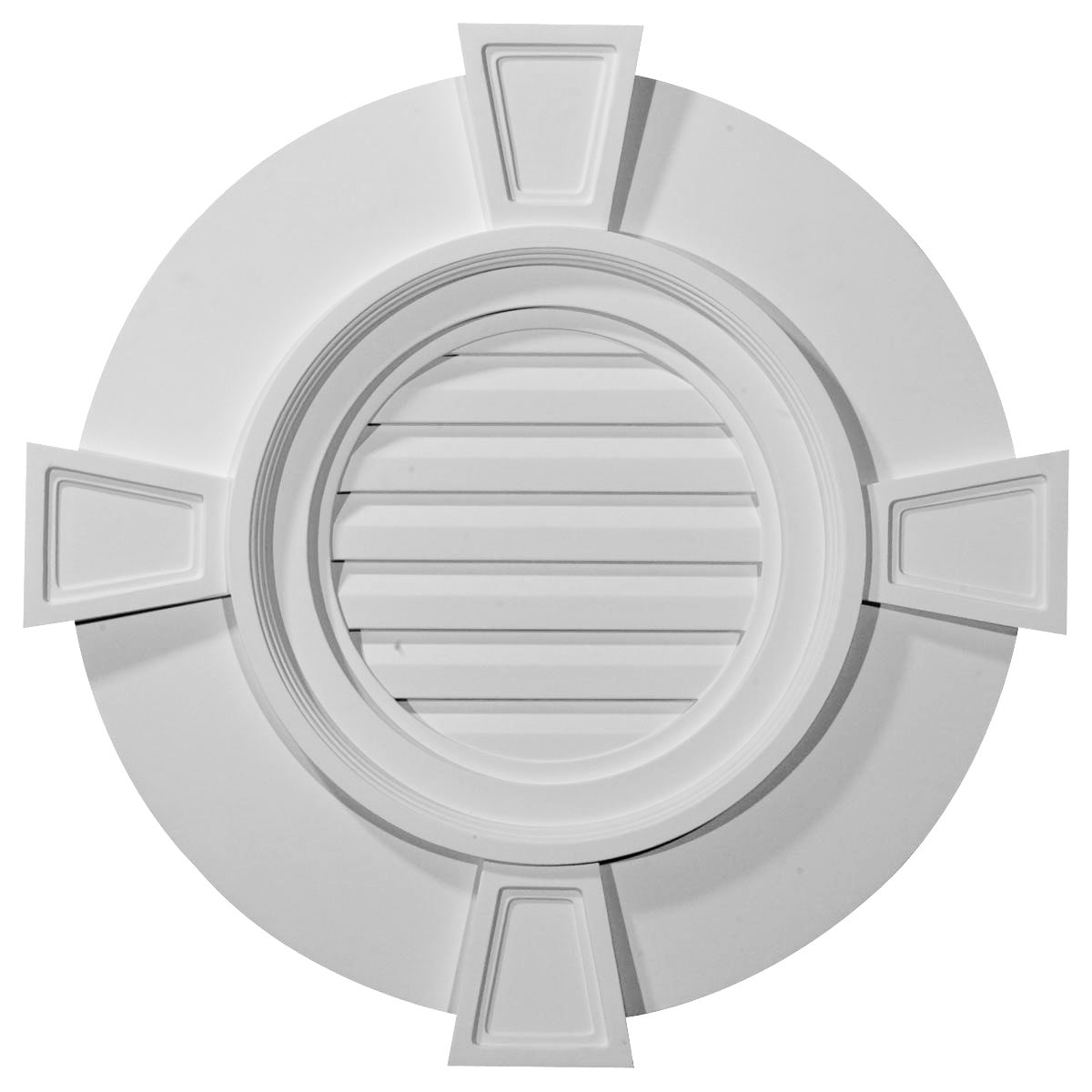 Ekena Millwork GVRO24TDK 22-Inches x 20-Inches White Round Urethane Gable Louver Vent