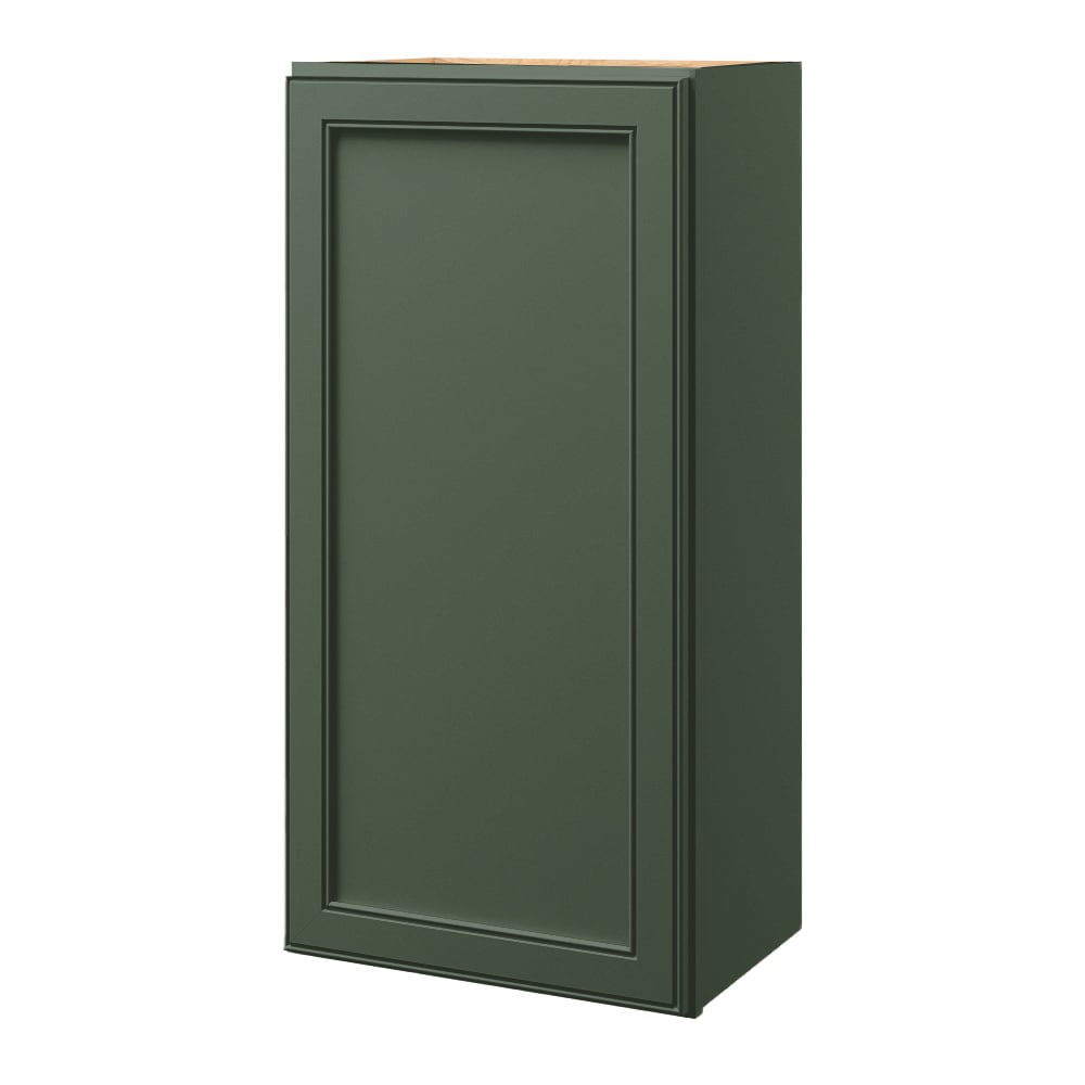 allen + roth Heathrow 18-in W x 39.125-in H x 12-in D Sage Wall Fully Assembled Cabinet (Recessed Panel Square Door Style)
