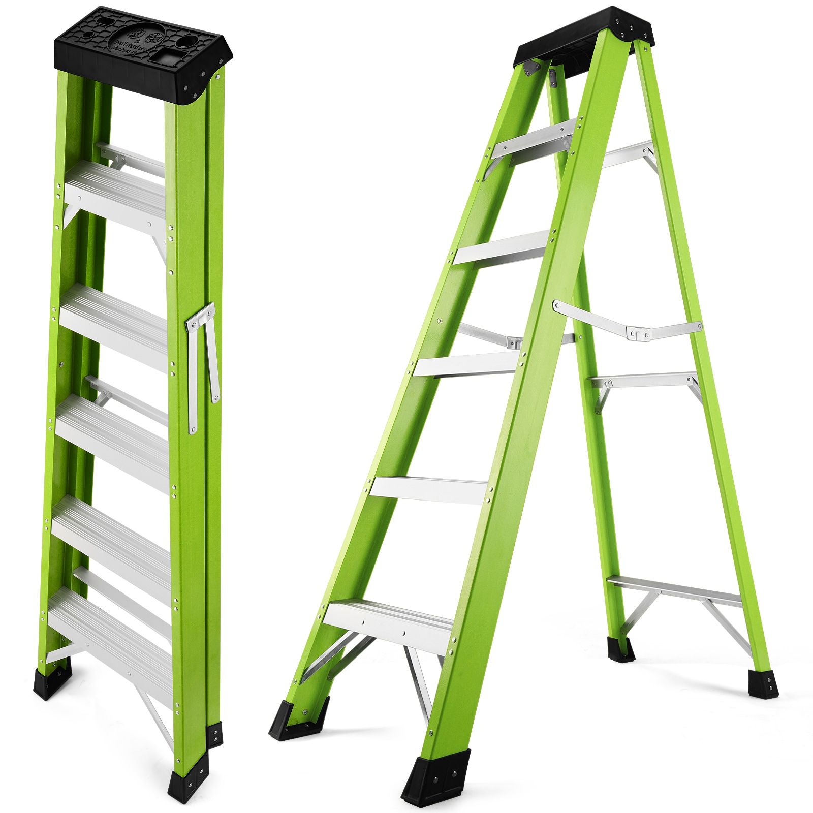 Loebelle 6-ft ( 10-ft Reach Height ) Fiberglass Type 1AA - 375 lbs. Load Capacity Step ladder Green