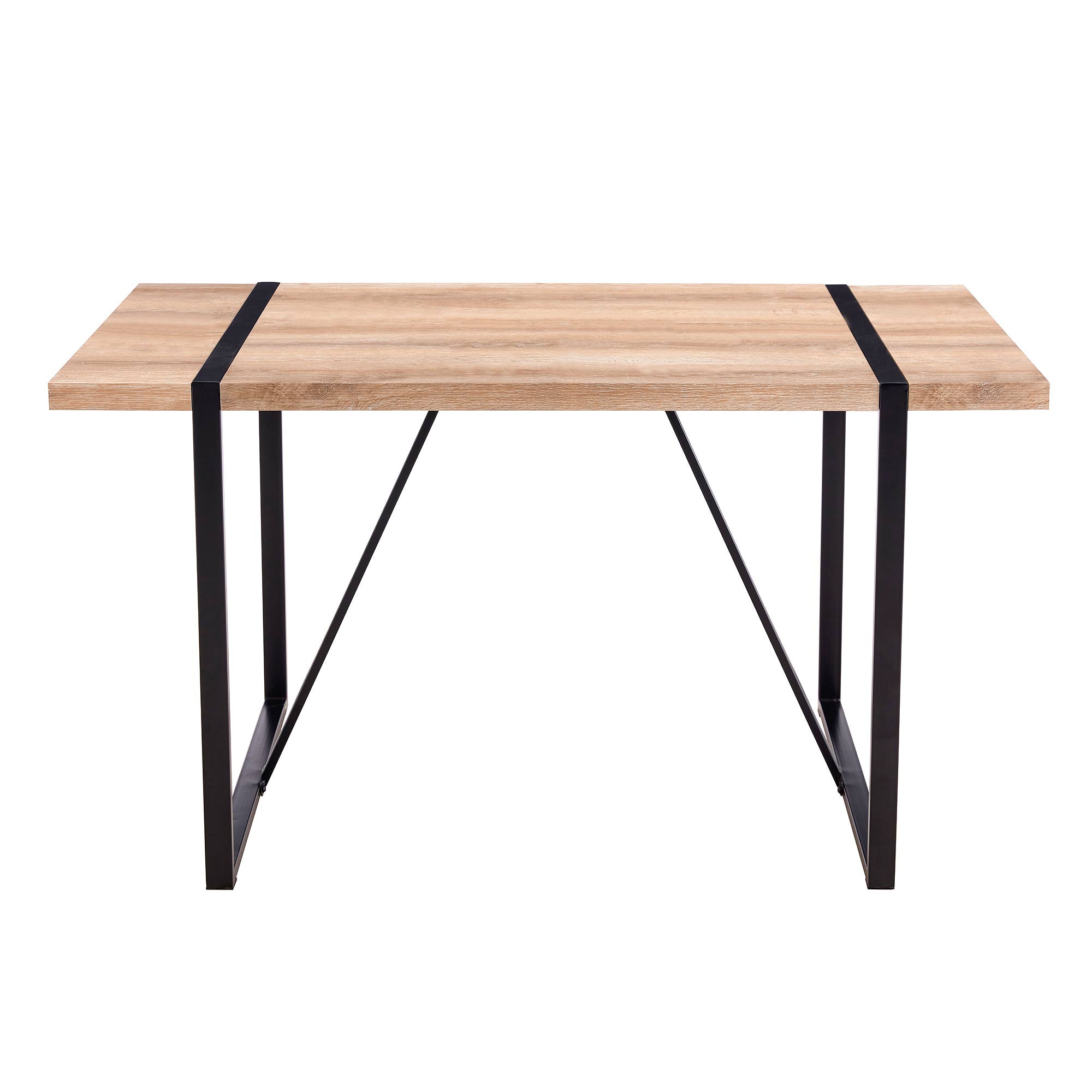 Bybafun - Brown Contemporary/Modern MDF Dining Table, with Black Finish and Iron Pedestal Base 55...