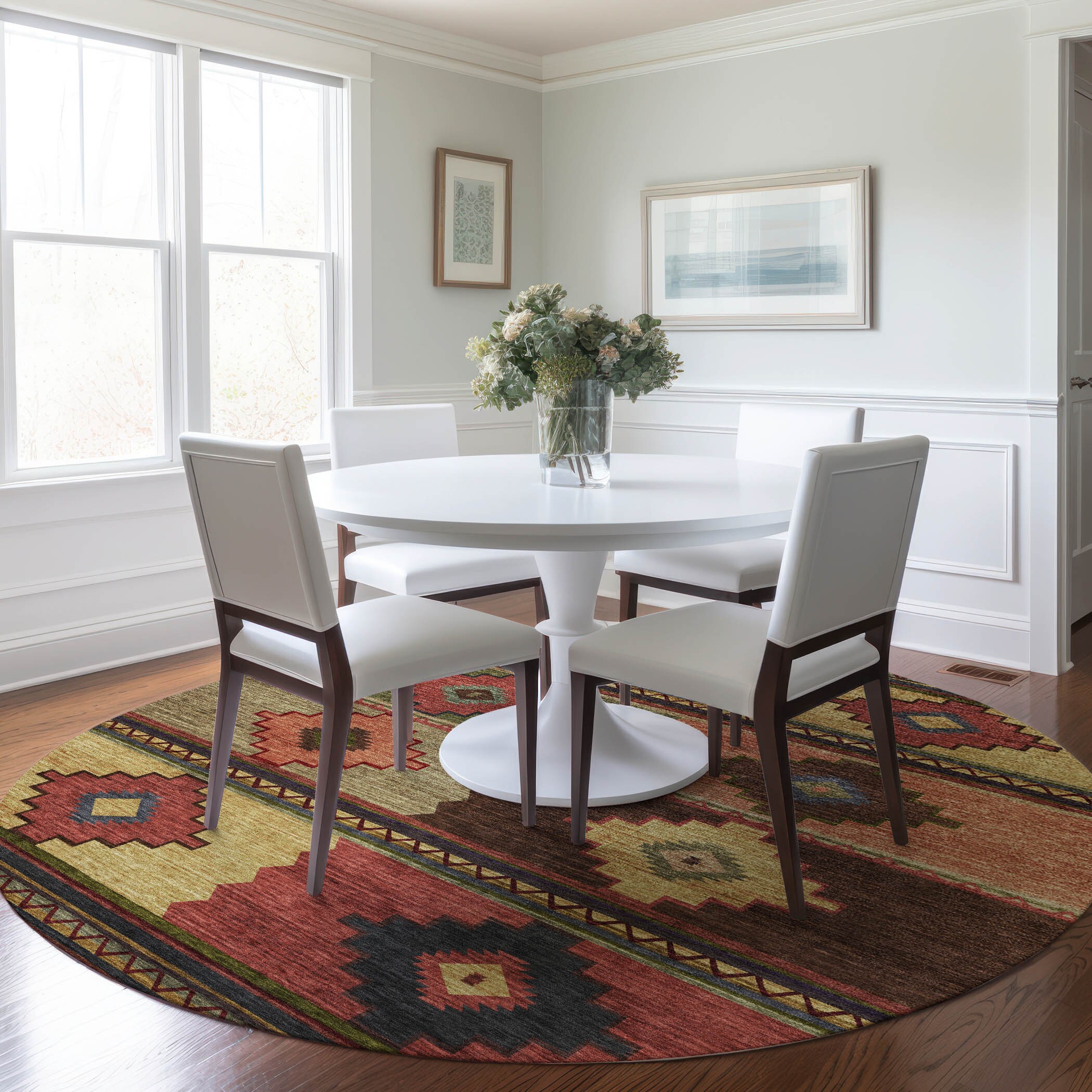 Addison Rugs AMF176PA8RO Mayfield AMF176PA 8 x 8 (ft) Loomed Polyester Paprika Round Indoor Geometric Machine washable Area rug