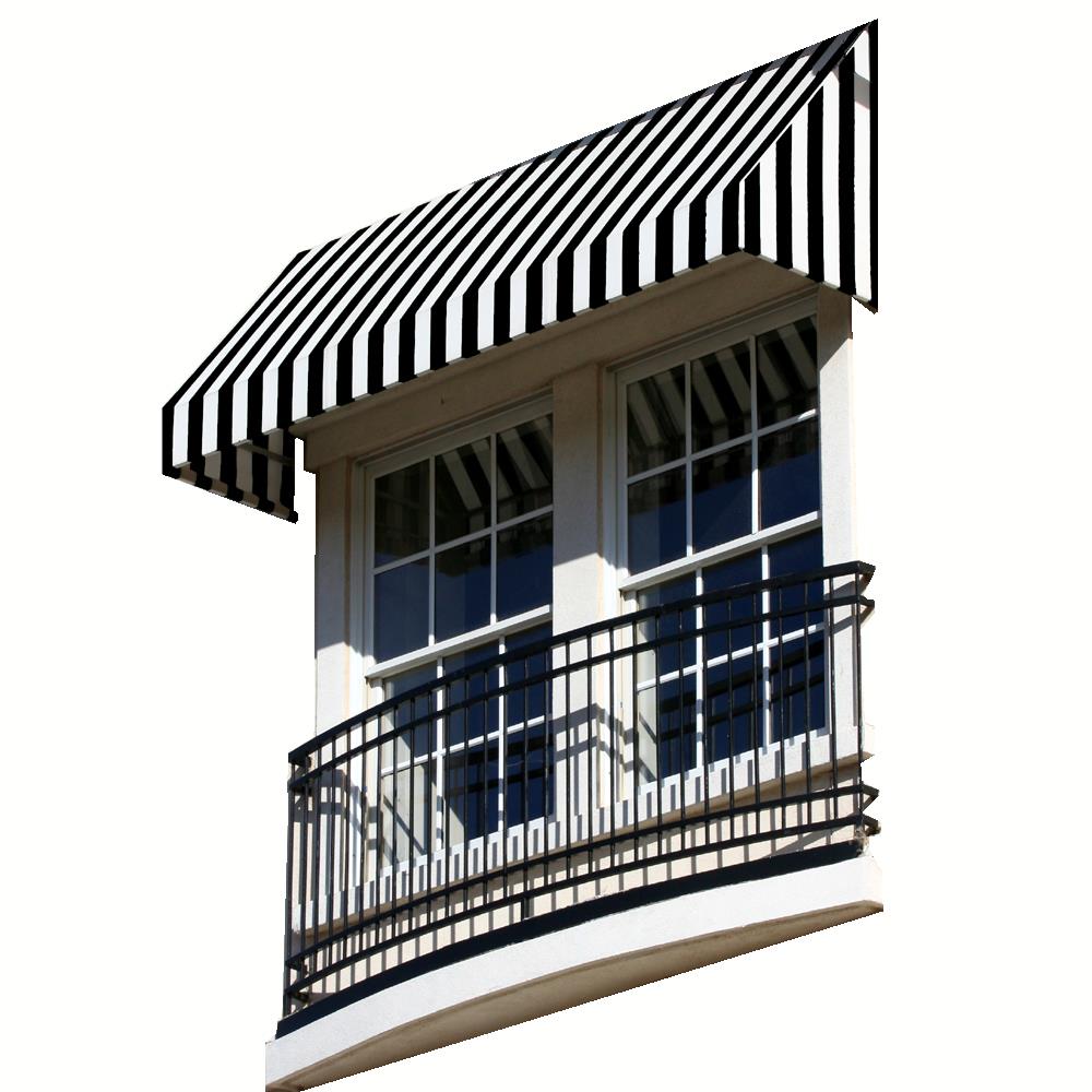 Awntech EN1030-3KW New Yorker 40.5-in Wide x 30-in Projection x 16-in Height Fabric Black/White Solid Fixed Window/Door Awning