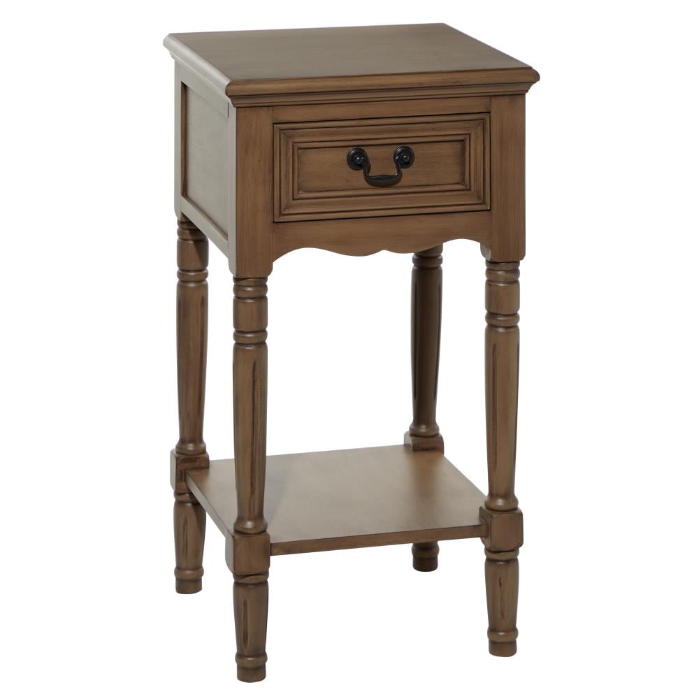 Grayson Lane 90642 16-in W x 29-in H Light Brown Wood Country End Table with Storage Fully Assembled