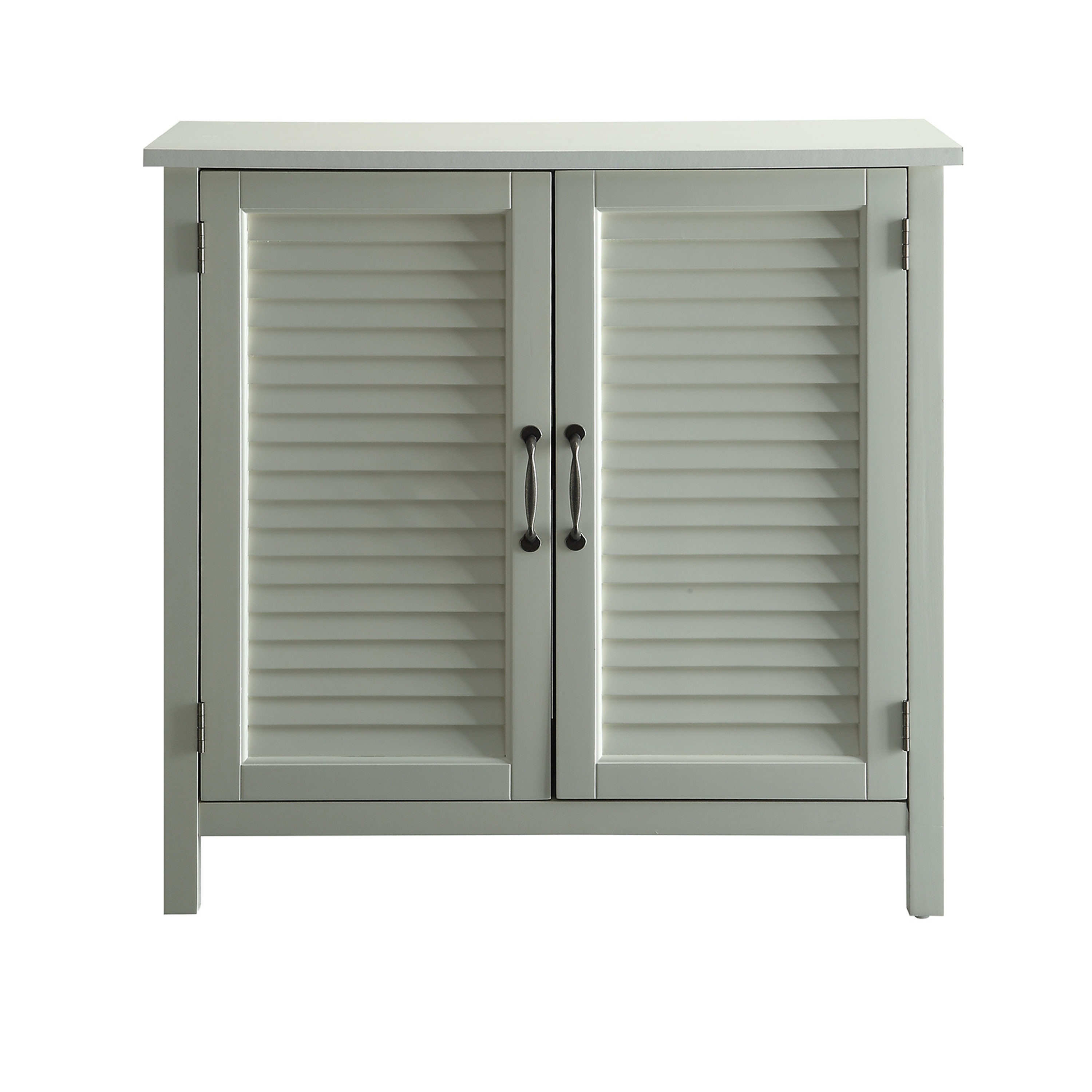 Accent Cabinet 2 Shutter Doors Transitional Polar Off-white Wood Pine China Cabinet | - Belray Home Furnishings & Decor LBF19087C5-PW